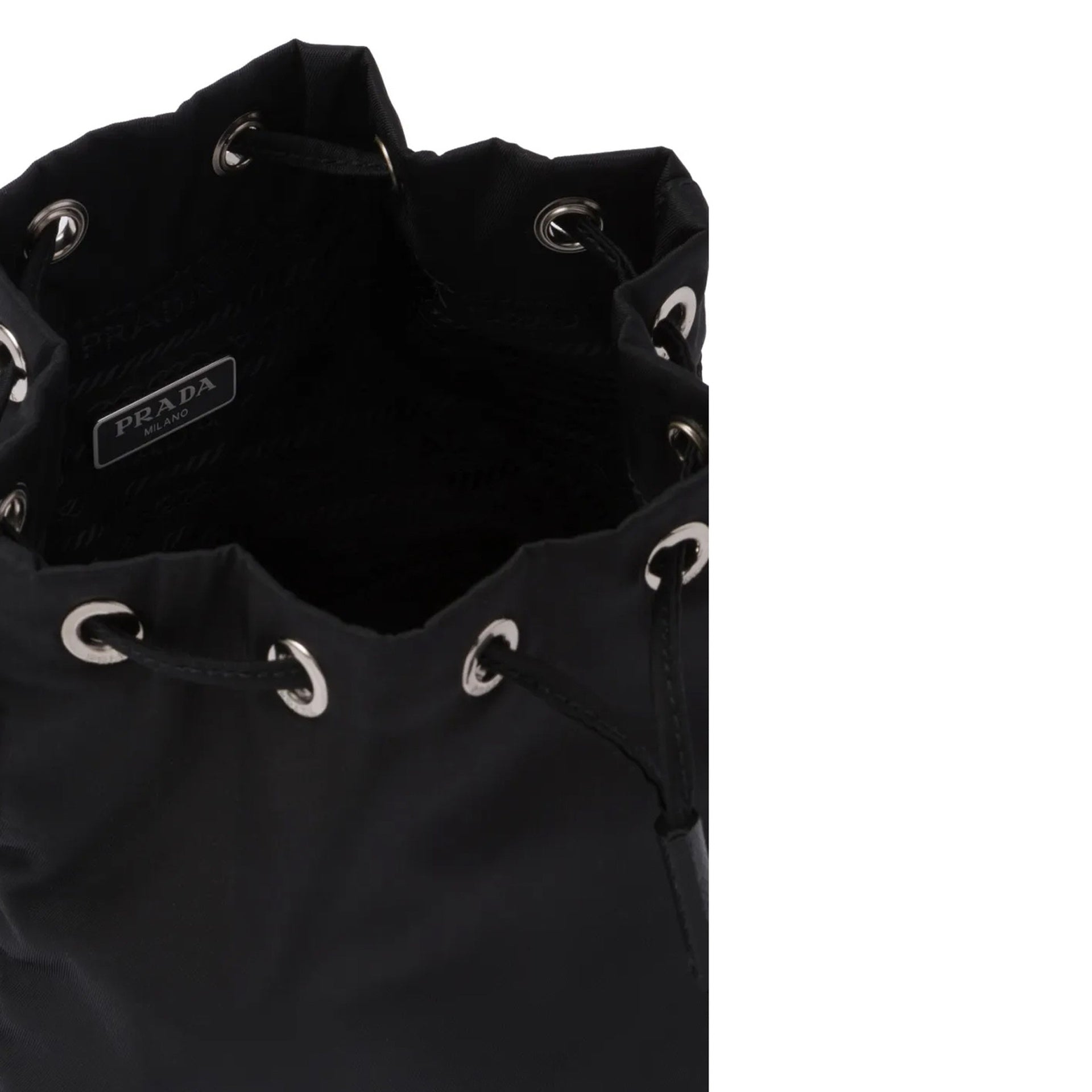 Prada Nylon And Leather Drawstring Pouch Women PRADA