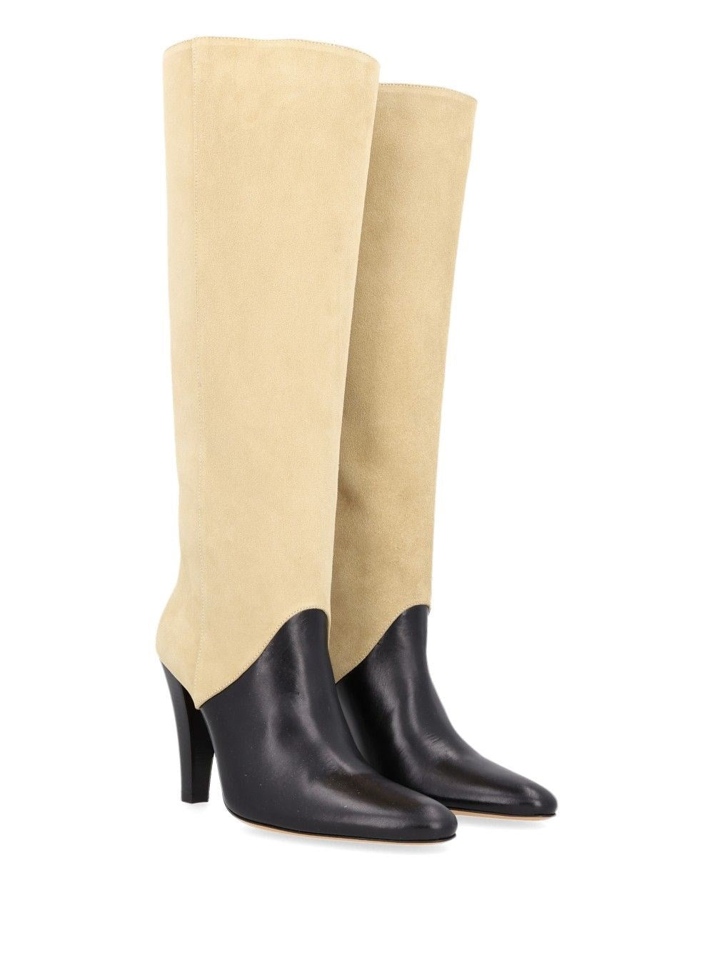 Jude Women "Edita" Knee-High Boots In Black Leather And Suede Jude