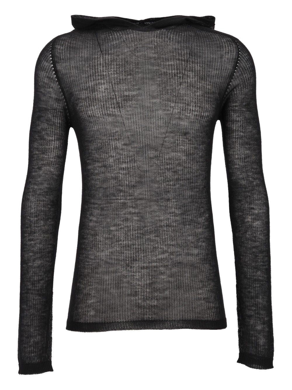 Rick Owens Men Ribbed Cashmere Hooded Pullover RICK OWENS