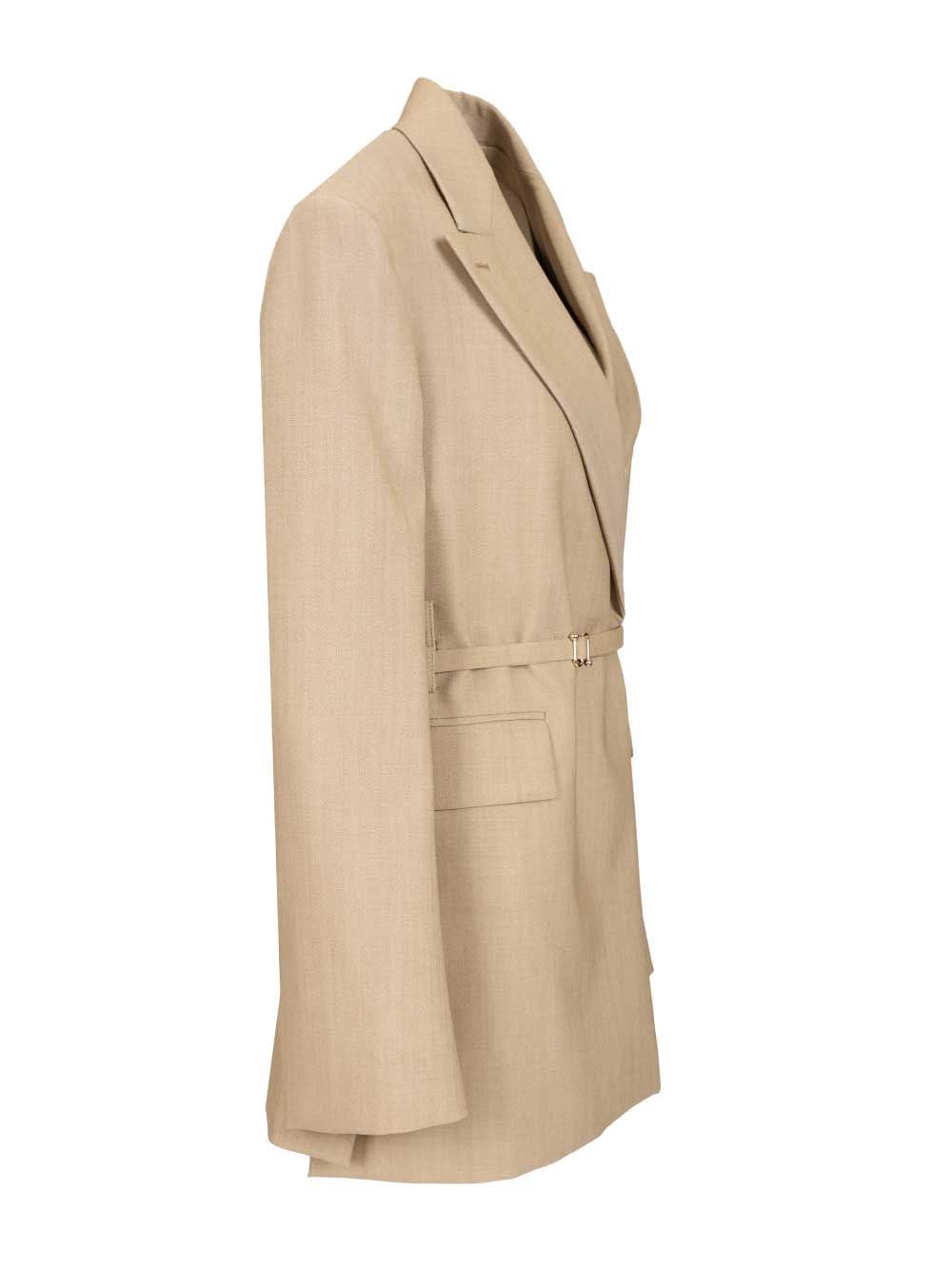 Sportmax Women Long Double-Breasted Wool Blazer SPORTMAX