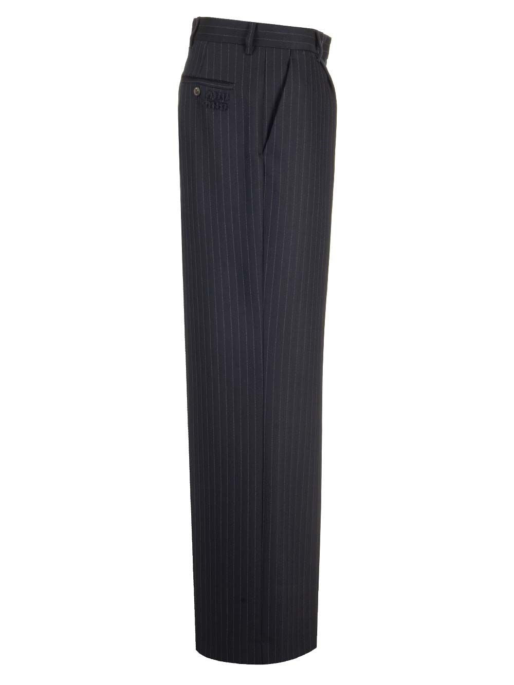 Miu Miu Women Blue Pinstriped Trousers MIU MIU