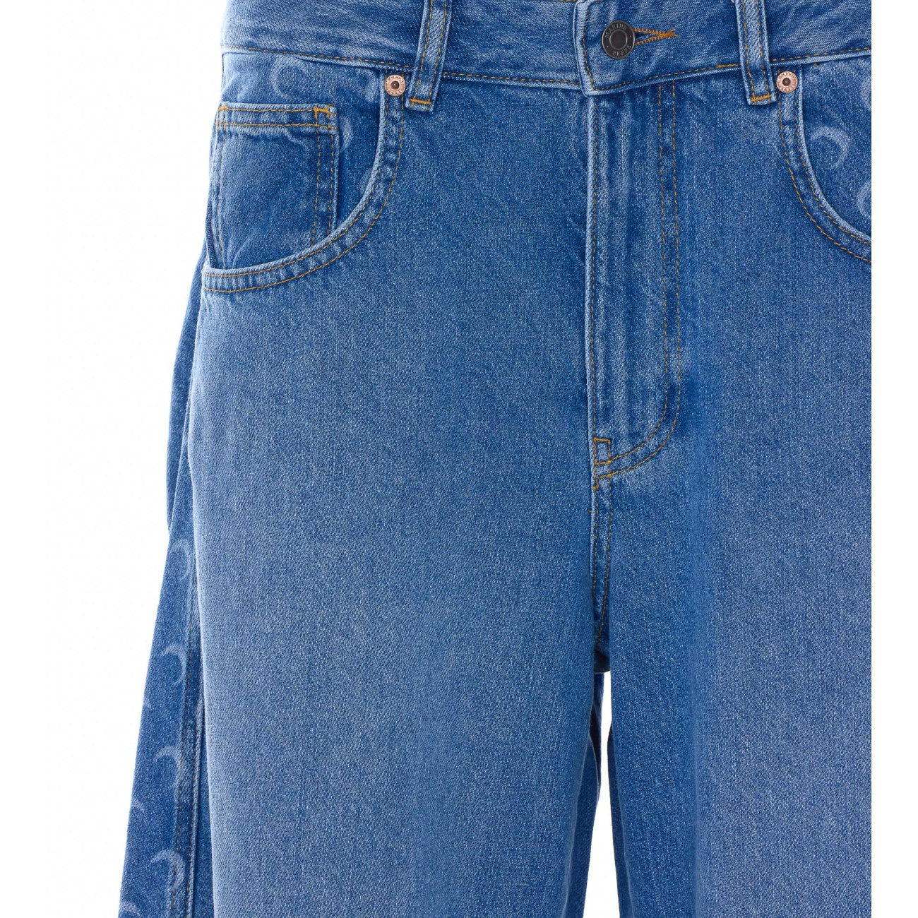 Marine Serre Women Denim Barrel Jeans With Moon Logo MARINE SERRE