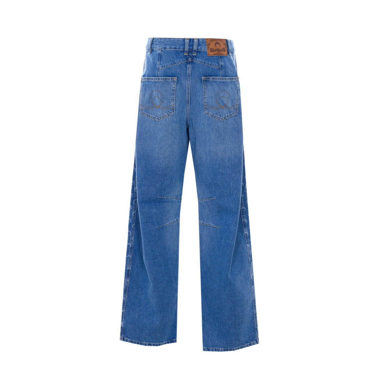 Marine Serre Women Denim Barrel Jeans With Moon Logo MARINE SERRE