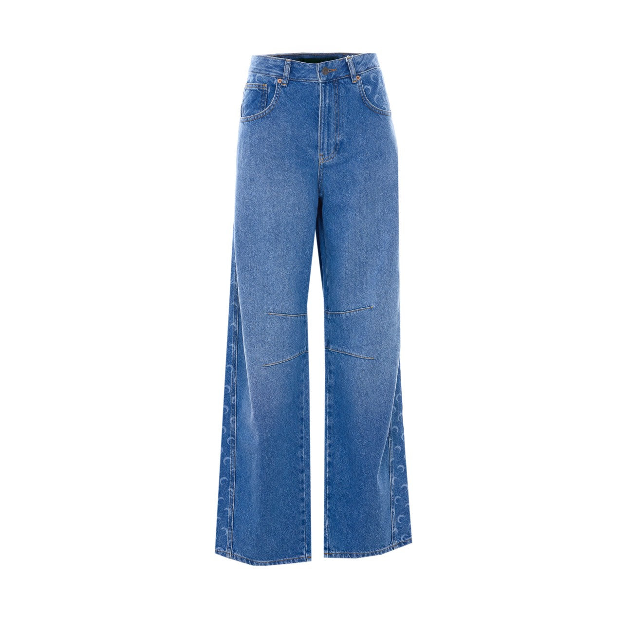 Marine Serre Women Denim Barrel Jeans With Moon Logo MARINE SERRE