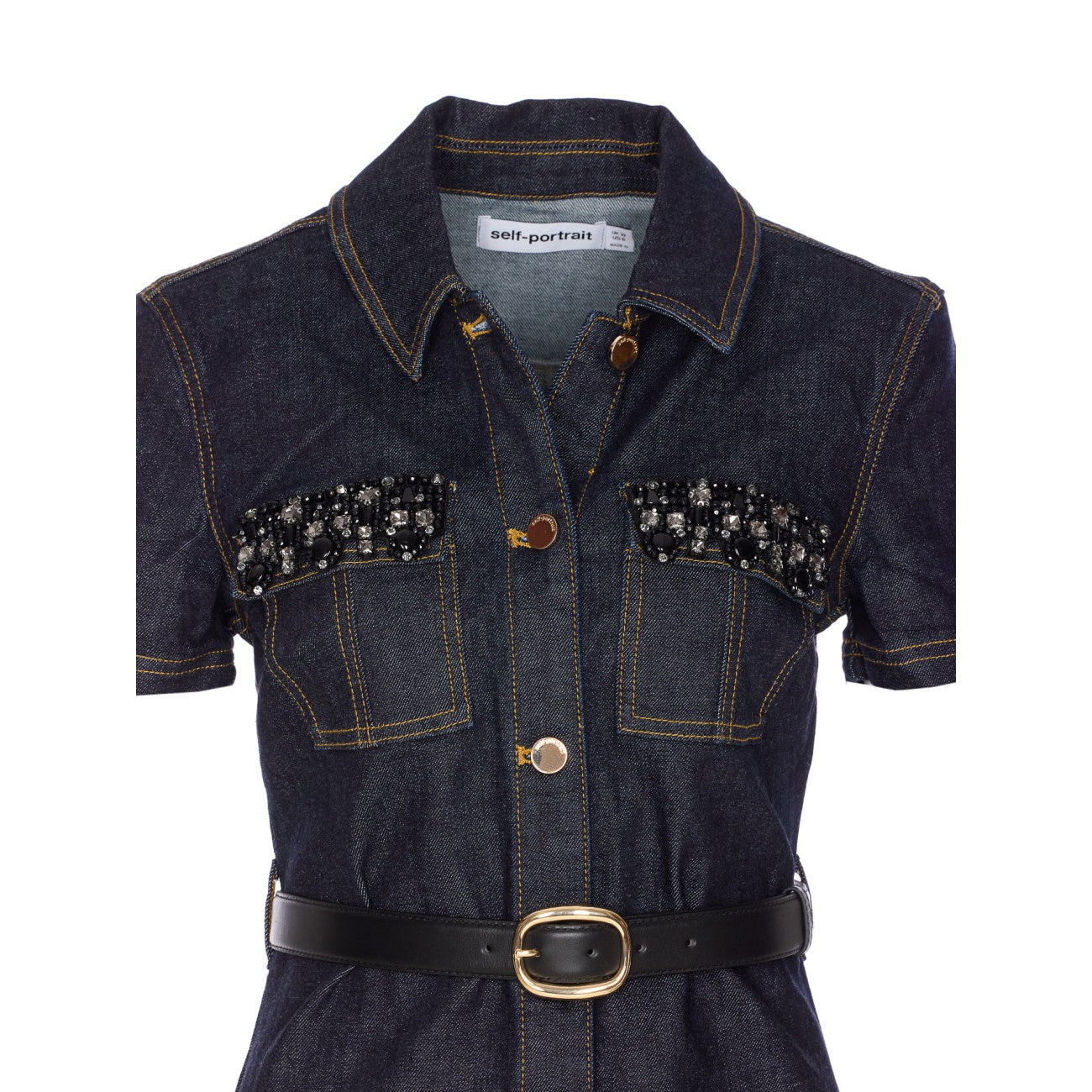 Self Portrait Women Denim Crystal Mini Dress SELF-PORTRAIT