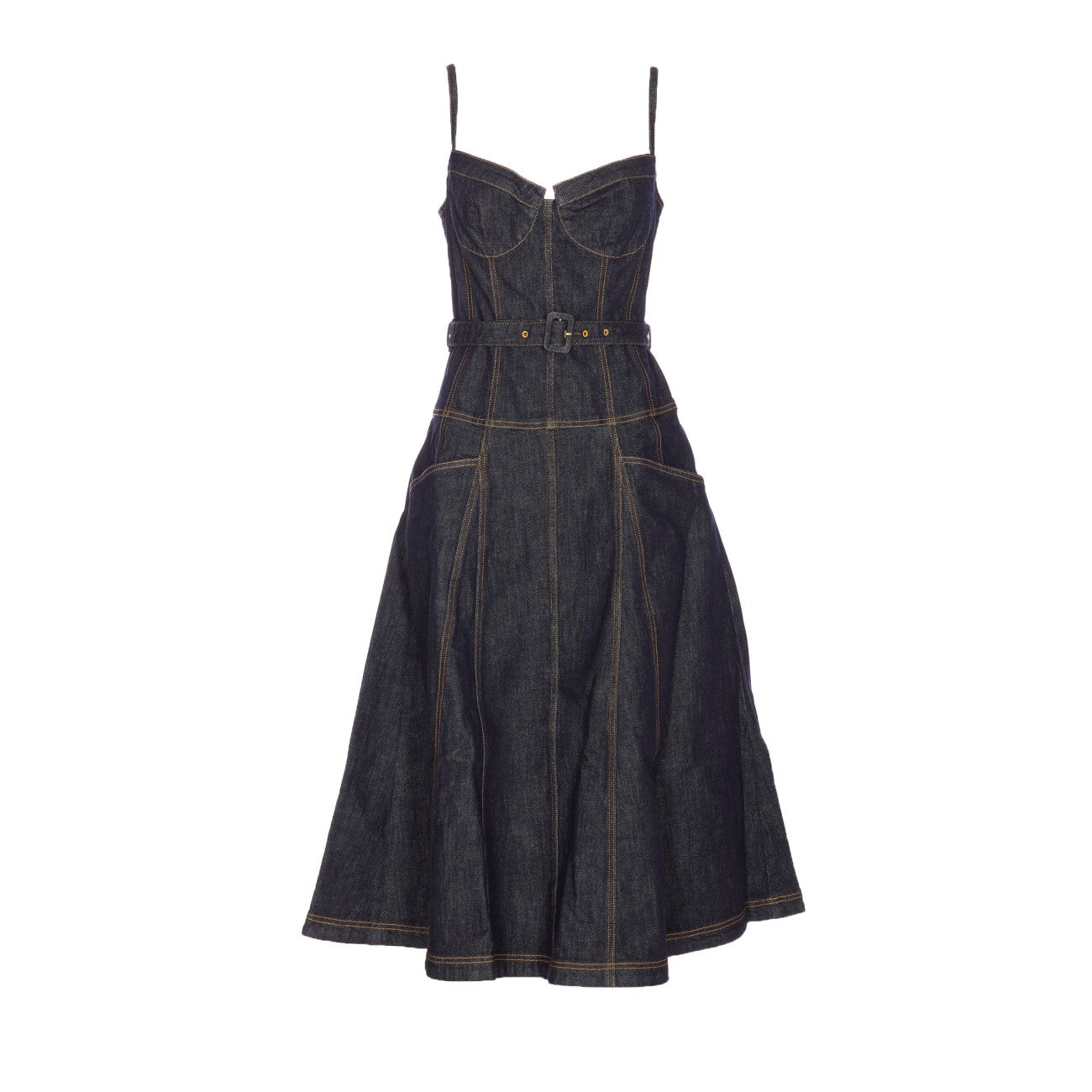 Self Portrait Women Denim Flared Midi Dress SELF-PORTRAIT
