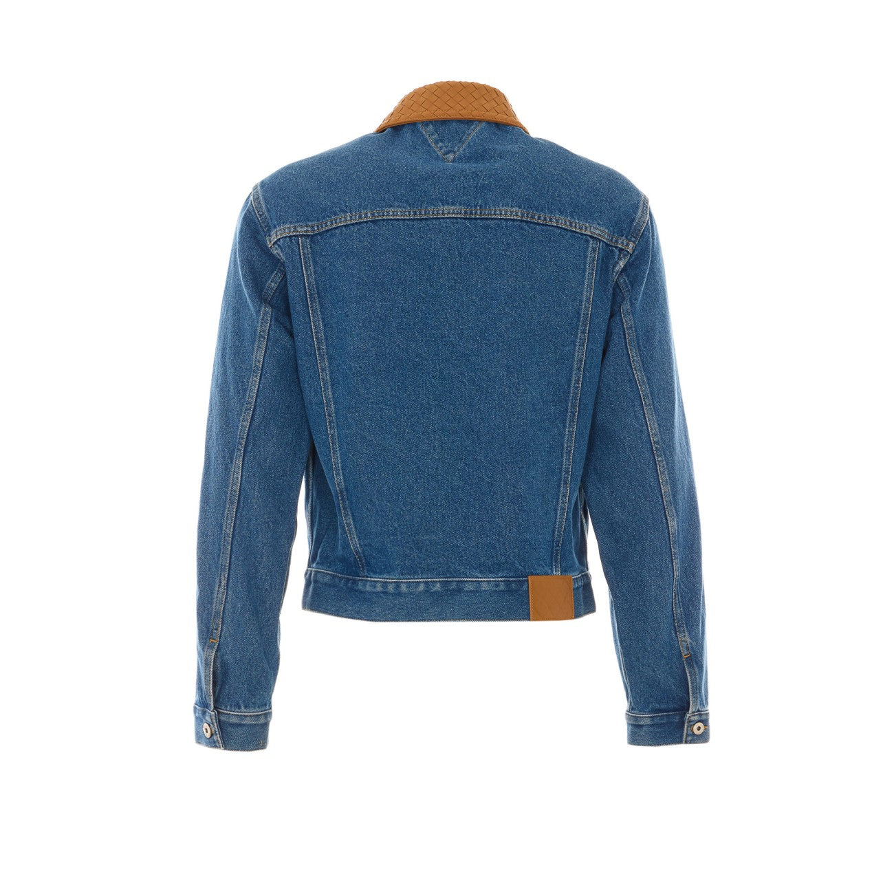 Bottega Veneta Men Denim Jacket With Intrecciato Collar BOTTEGA VENETA