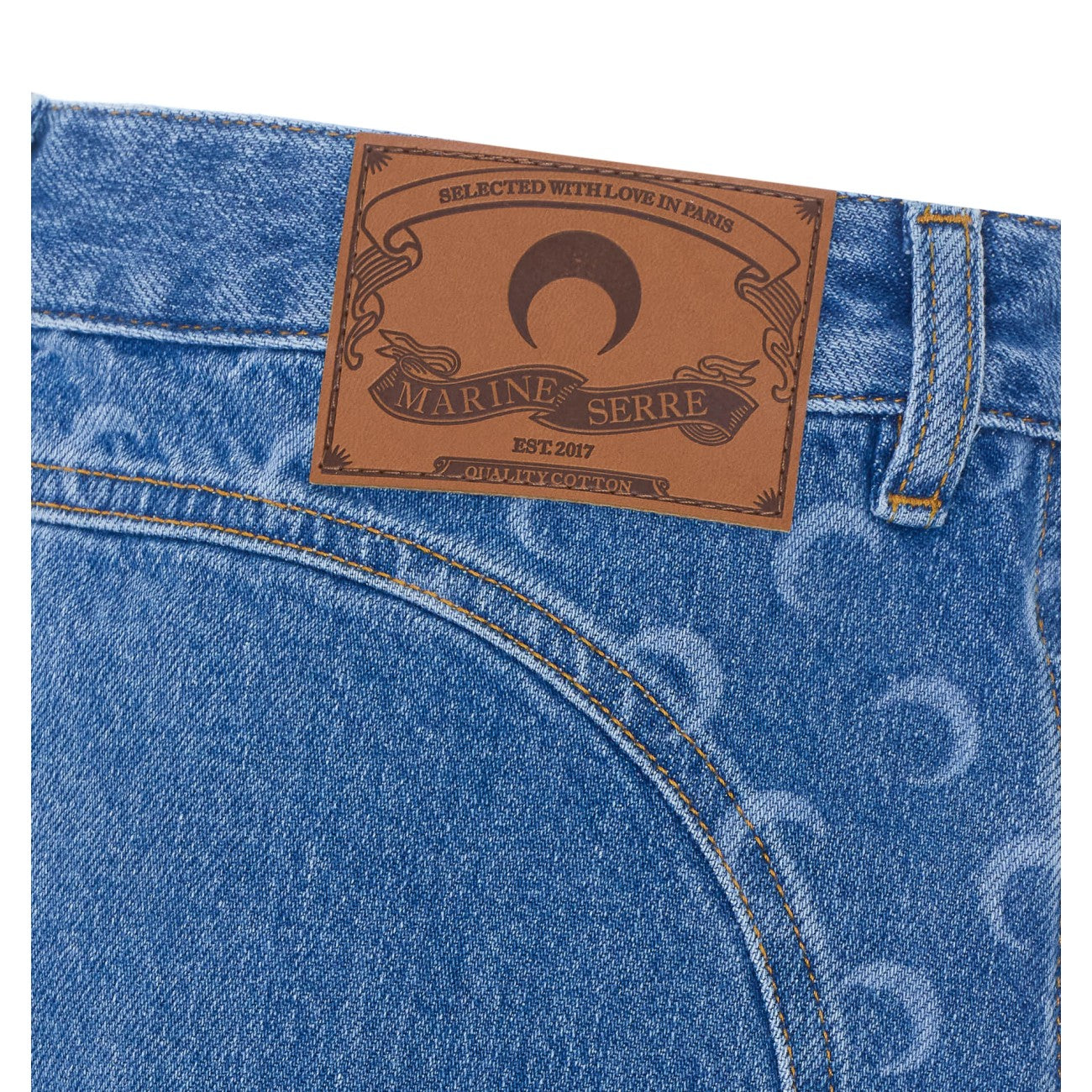 Marine Serre Women Denim Zipped Mini Skirt With Moon Logo MARINE SERRE