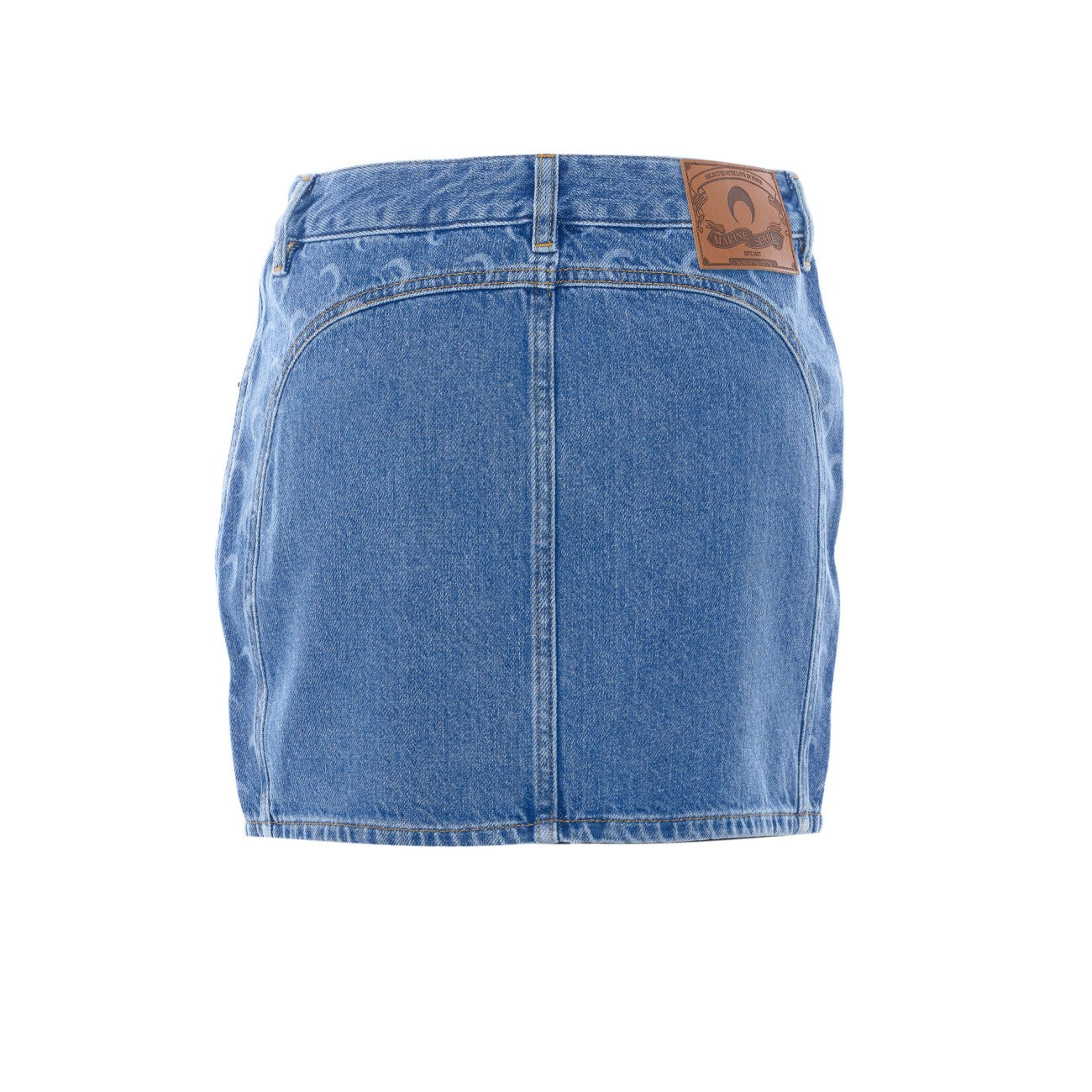 Marine Serre Women Denim Zipped Mini Skirt With Moon Logo MARINE SERRE
