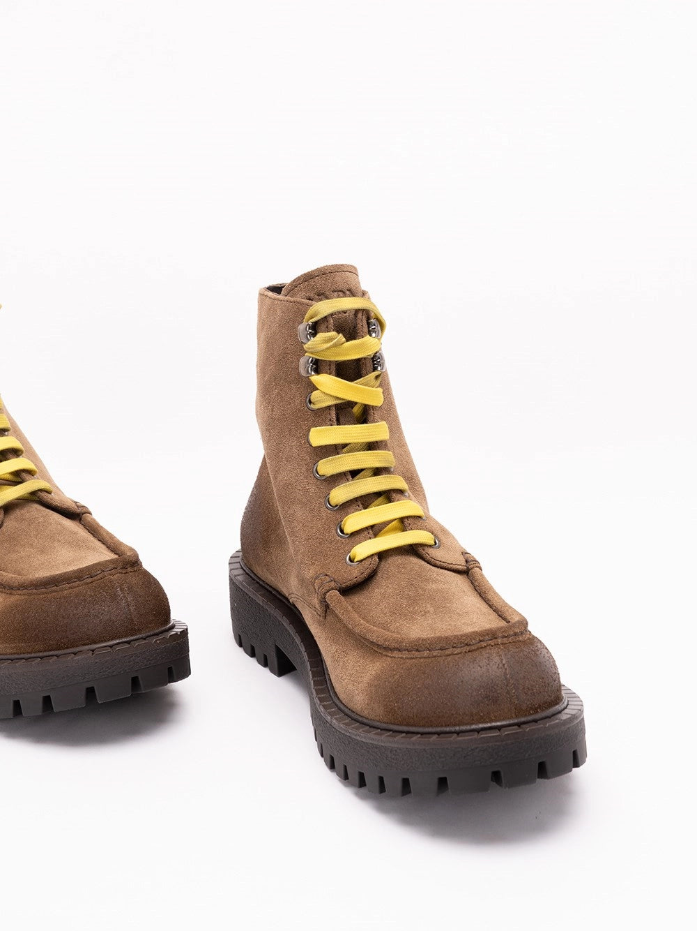 Prada Men Aged Suede Lace-Up Ankle Boots PRADA