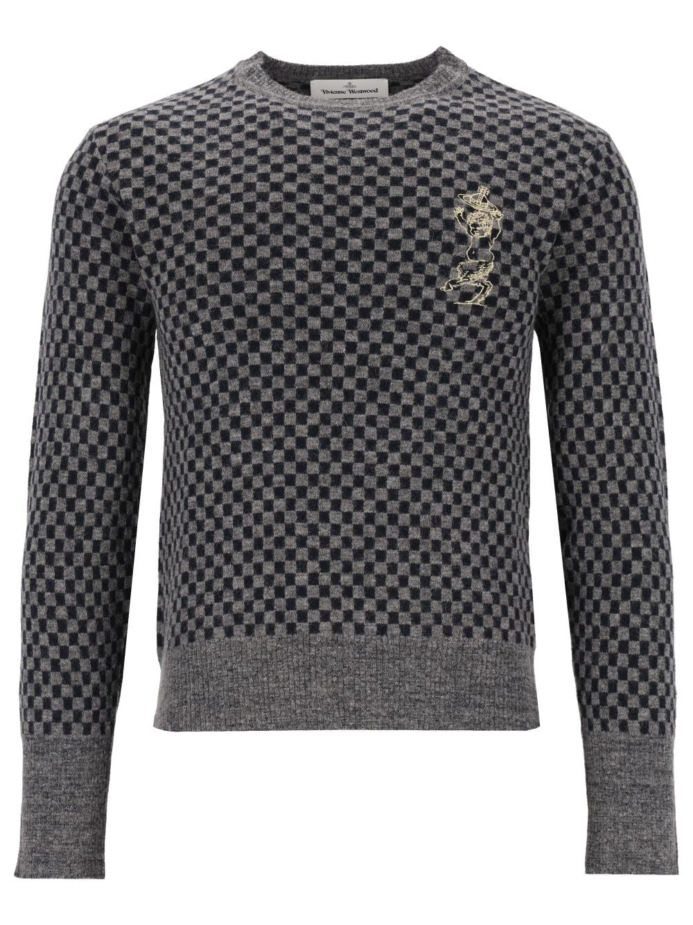 Vivienne Westwood Men Checkered Crewneck Sweater With Embroidery VIVIENNE WESTWOOD