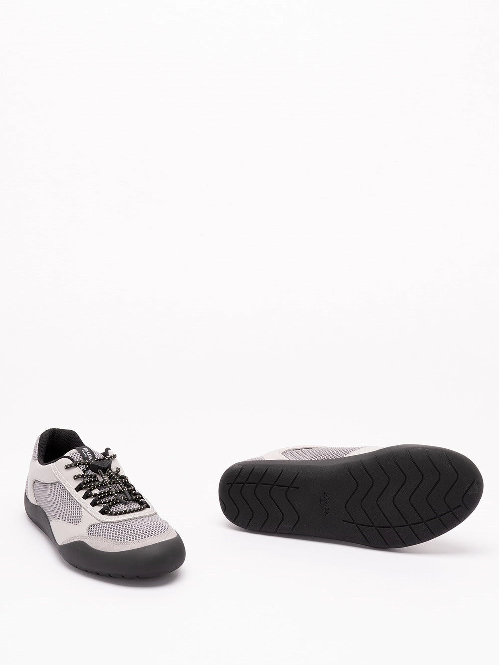 Prada Men Speedrock Leather And Mesh Sneakers PRADA