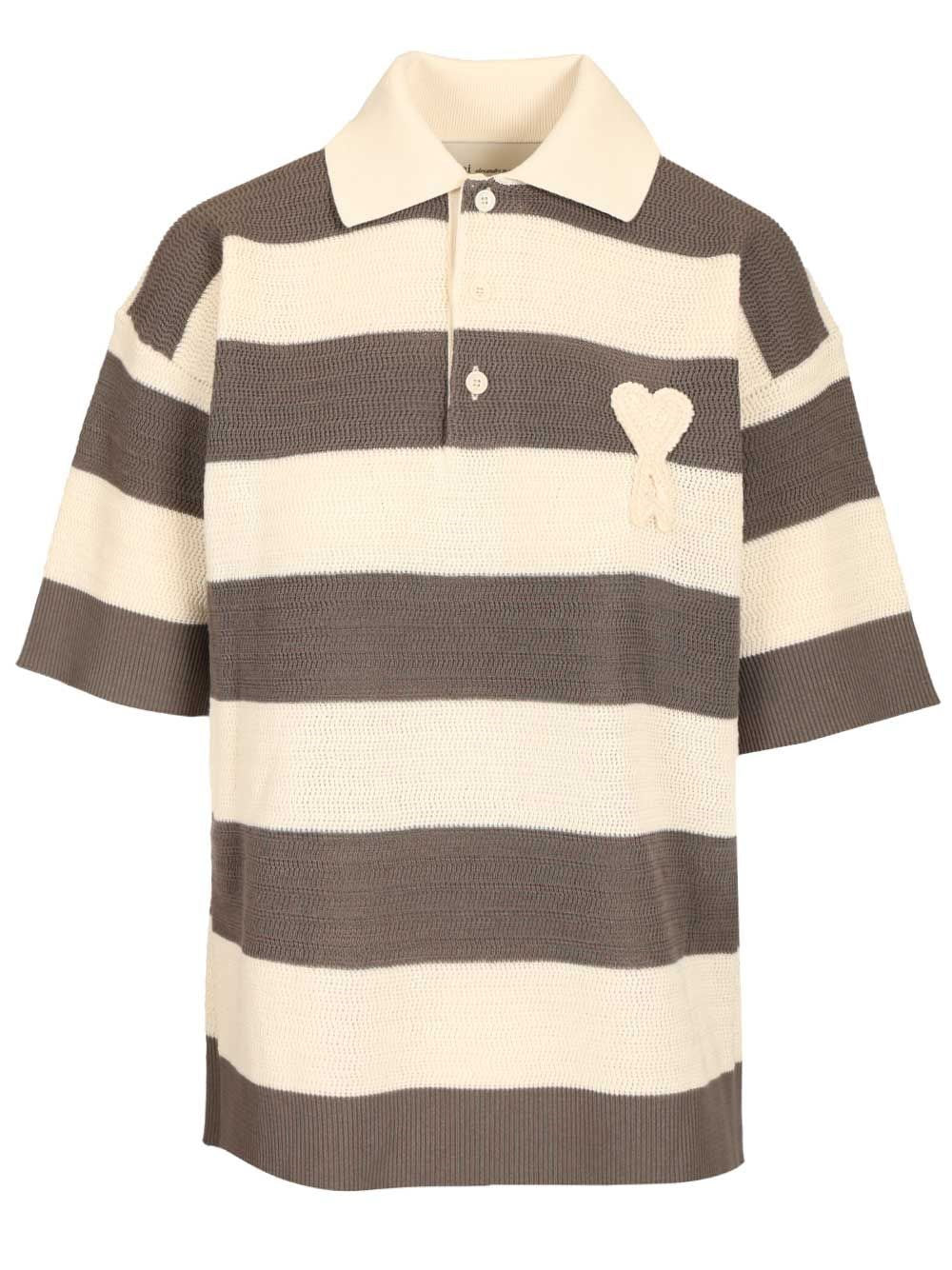 Ami Women Short Sleeves Polo With Ami De Coeur Patch AMI PARIS