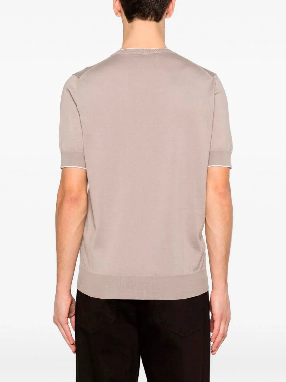 Brunello Cucinelli Men Cotton Lightweight Knit T-Shirt With Contrast Details BRUNELLO CUCINELLI