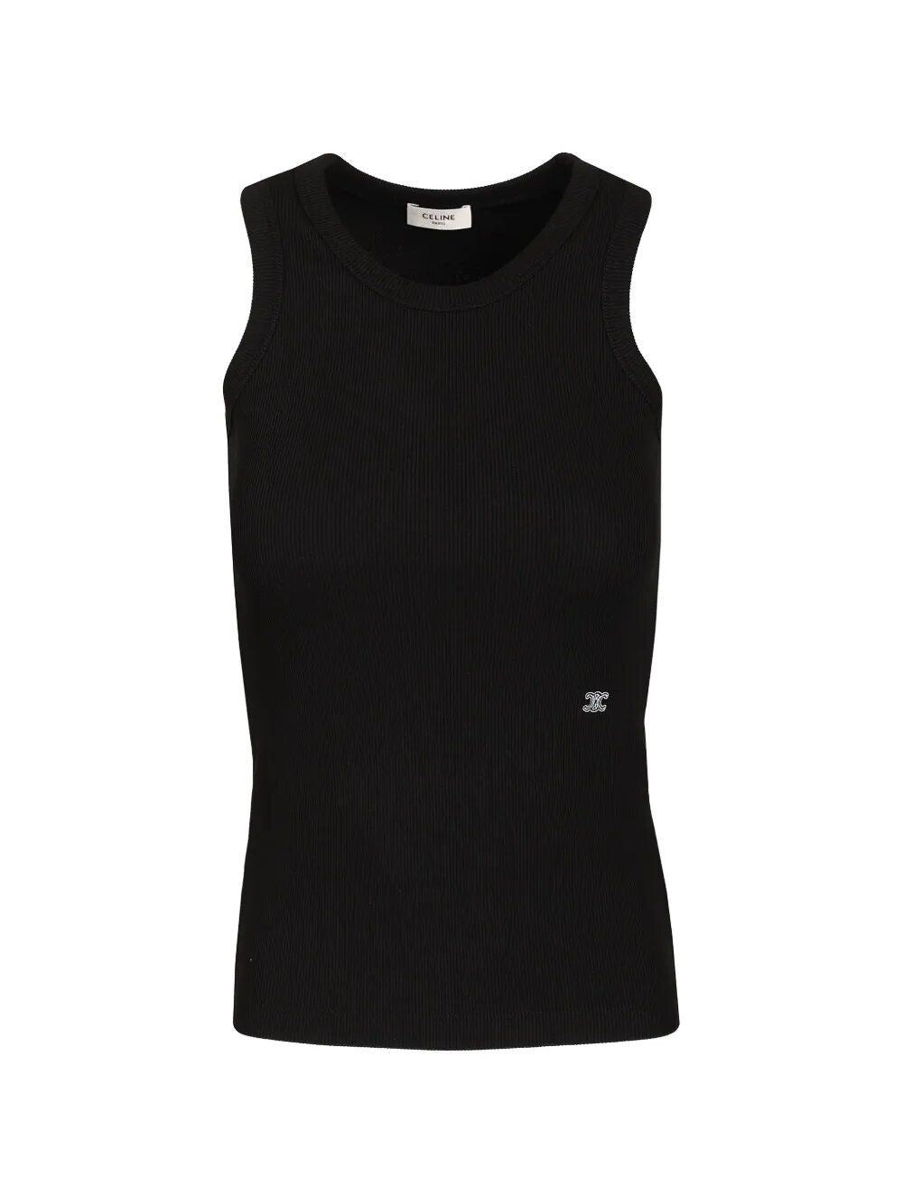 Celine Women Ribbed Silk And Cotton Tank Top CELINE
