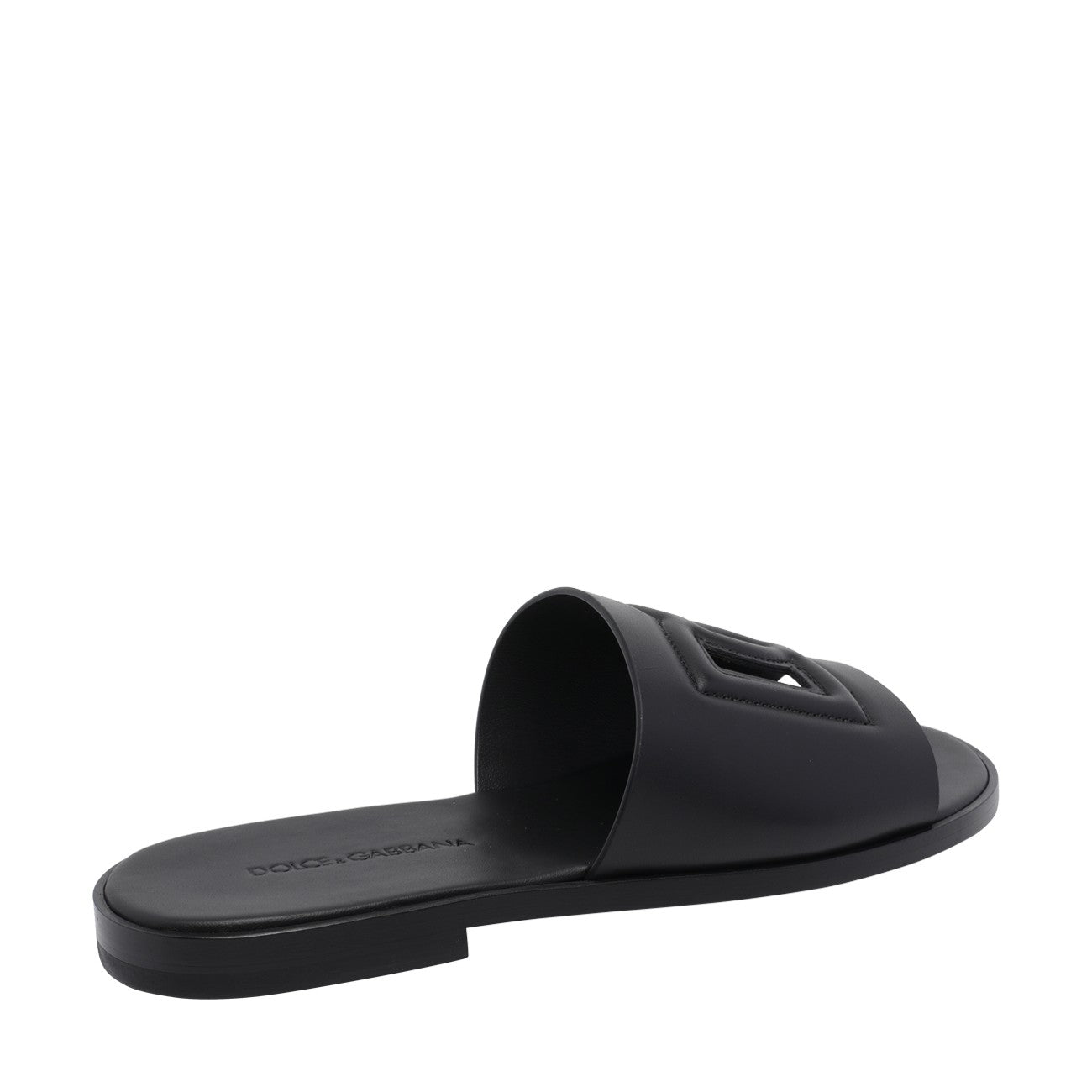 Dolce&Gabbana Men Dg Logo Leather Slide Sandals DOLCE & GABBANA