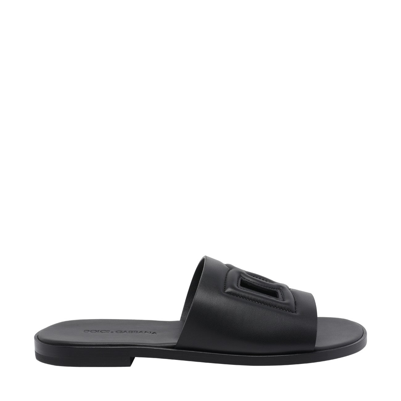 Dolce&Gabbana Men Dg Logo Leather Slide Sandals DOLCE & GABBANA