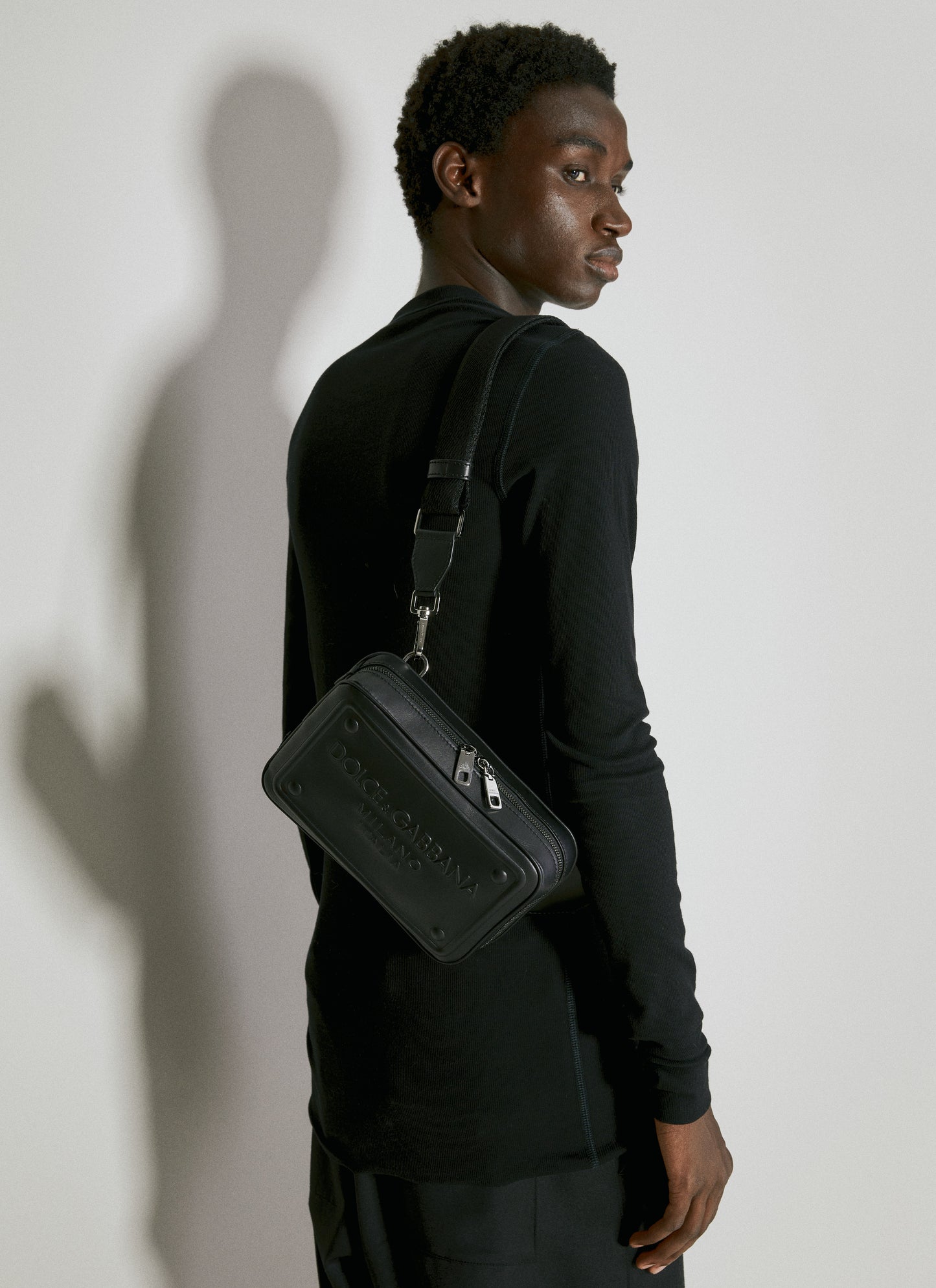 Dolce & Gabbana Men Embossed Logo Leather Crossbody Bag DOLCE & GABBANA