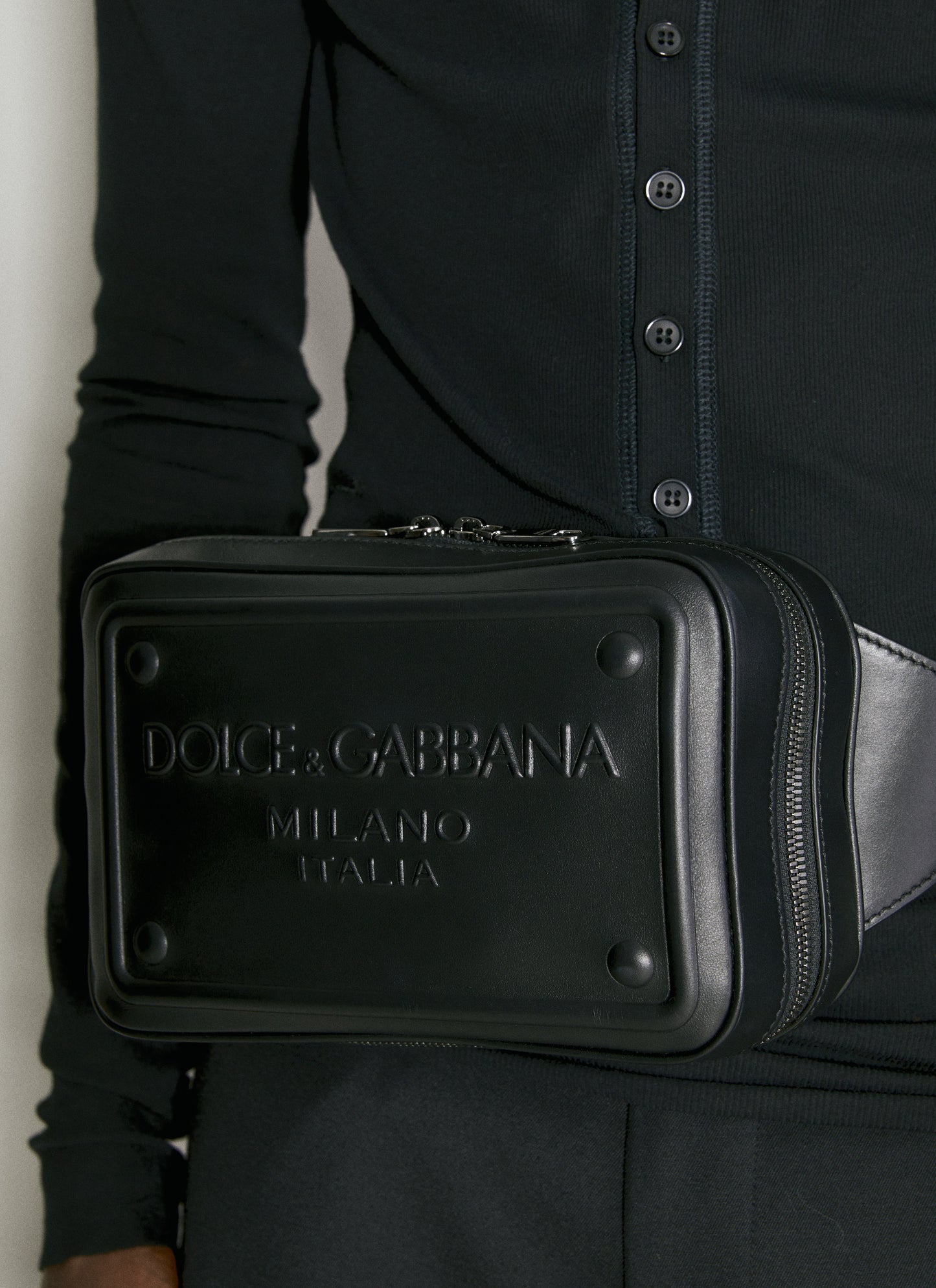 Dolce & Gabbana Men Embossed Logo Leather Crossbody Bag DOLCE & GABBANA