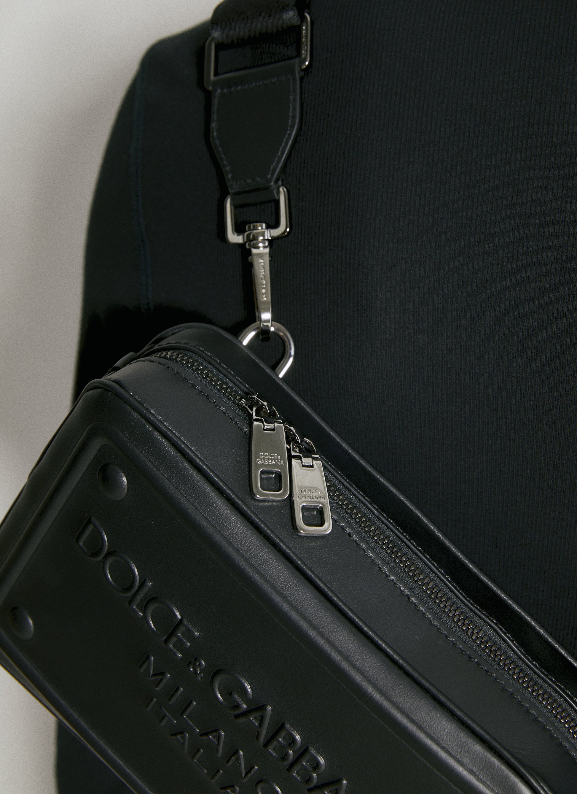 Dolce & Gabbana Men Embossed Logo Leather Crossbody Bag DOLCE & GABBANA