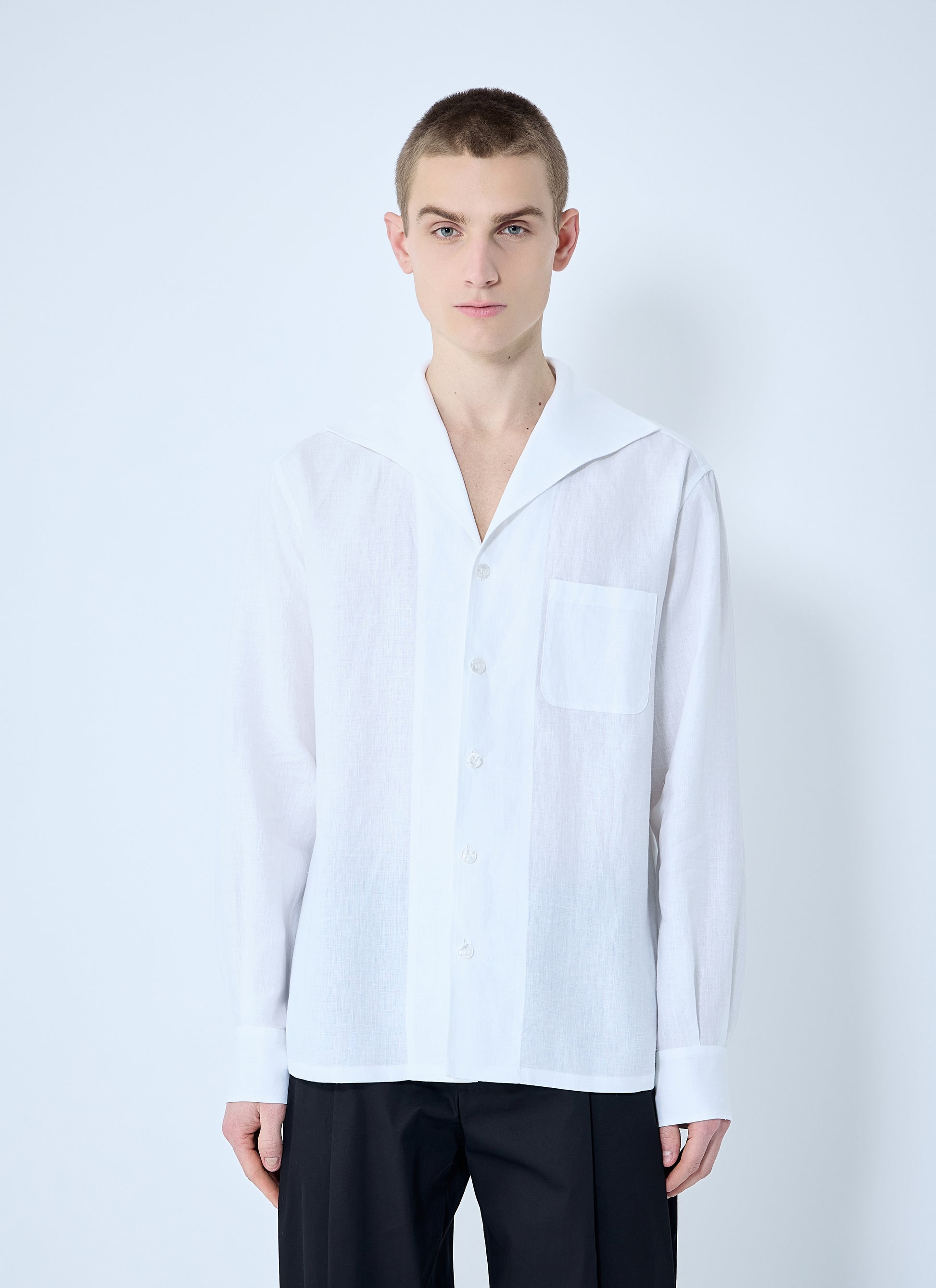 Dolce & Gabbana Men Linen Spread Collar Shirt DOLCE & GABBANA
