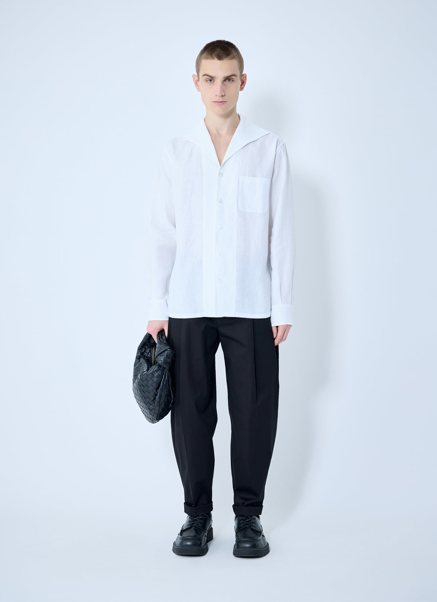 Dolce & Gabbana Men Linen Spread Collar Shirt DOLCE & GABBANA