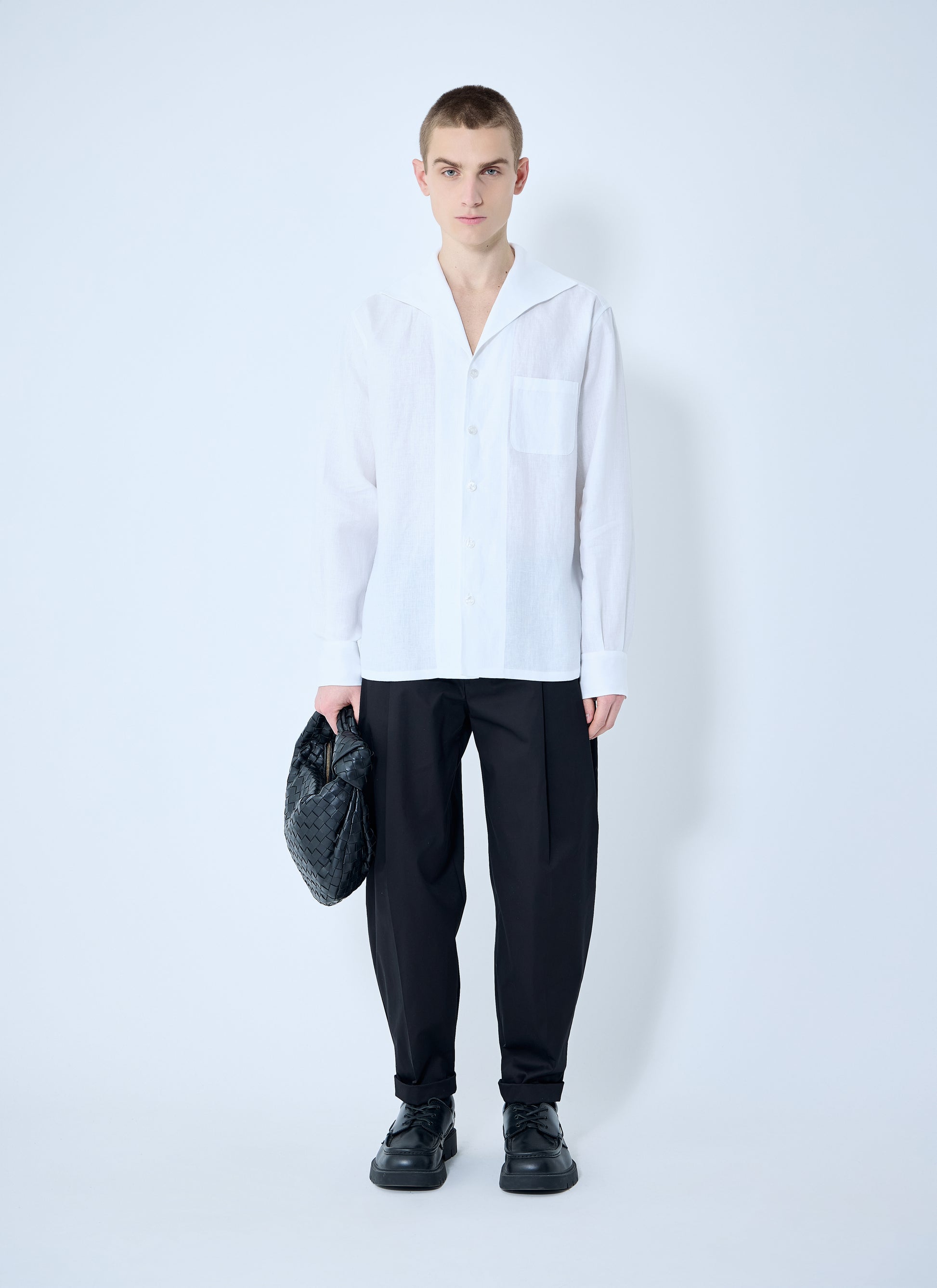 Dolce & Gabbana Men Linen Spread Collar Shirt DOLCE & GABBANA