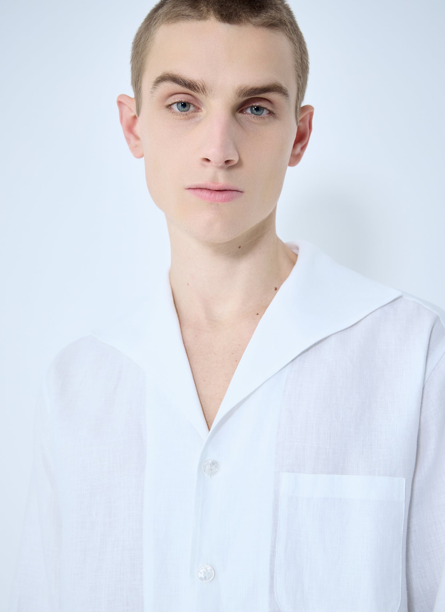 Dolce & Gabbana Men Linen Spread Collar Shirt DOLCE & GABBANA