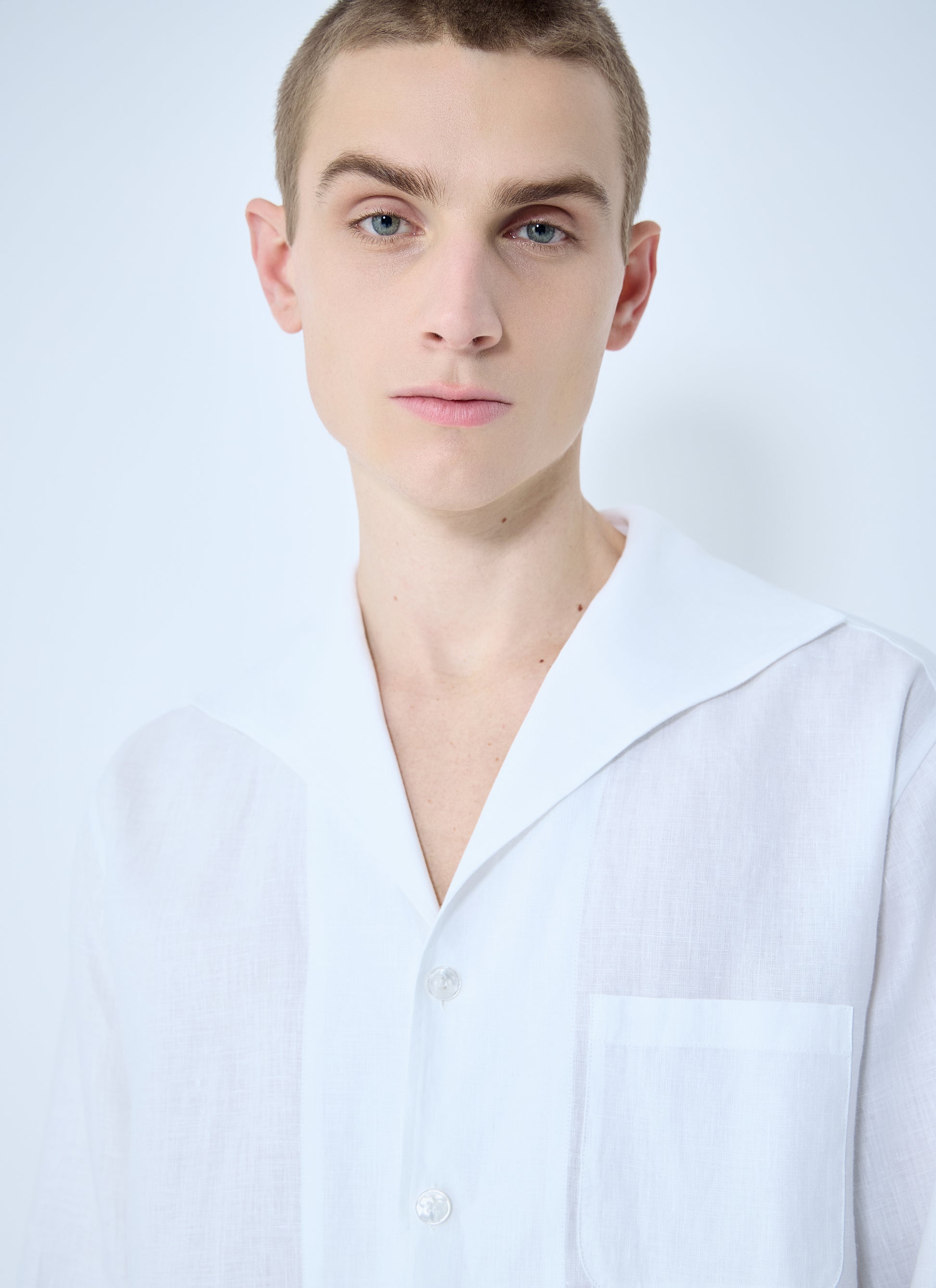Dolce & Gabbana Men Linen Spread Collar Shirt DOLCE & GABBANA
