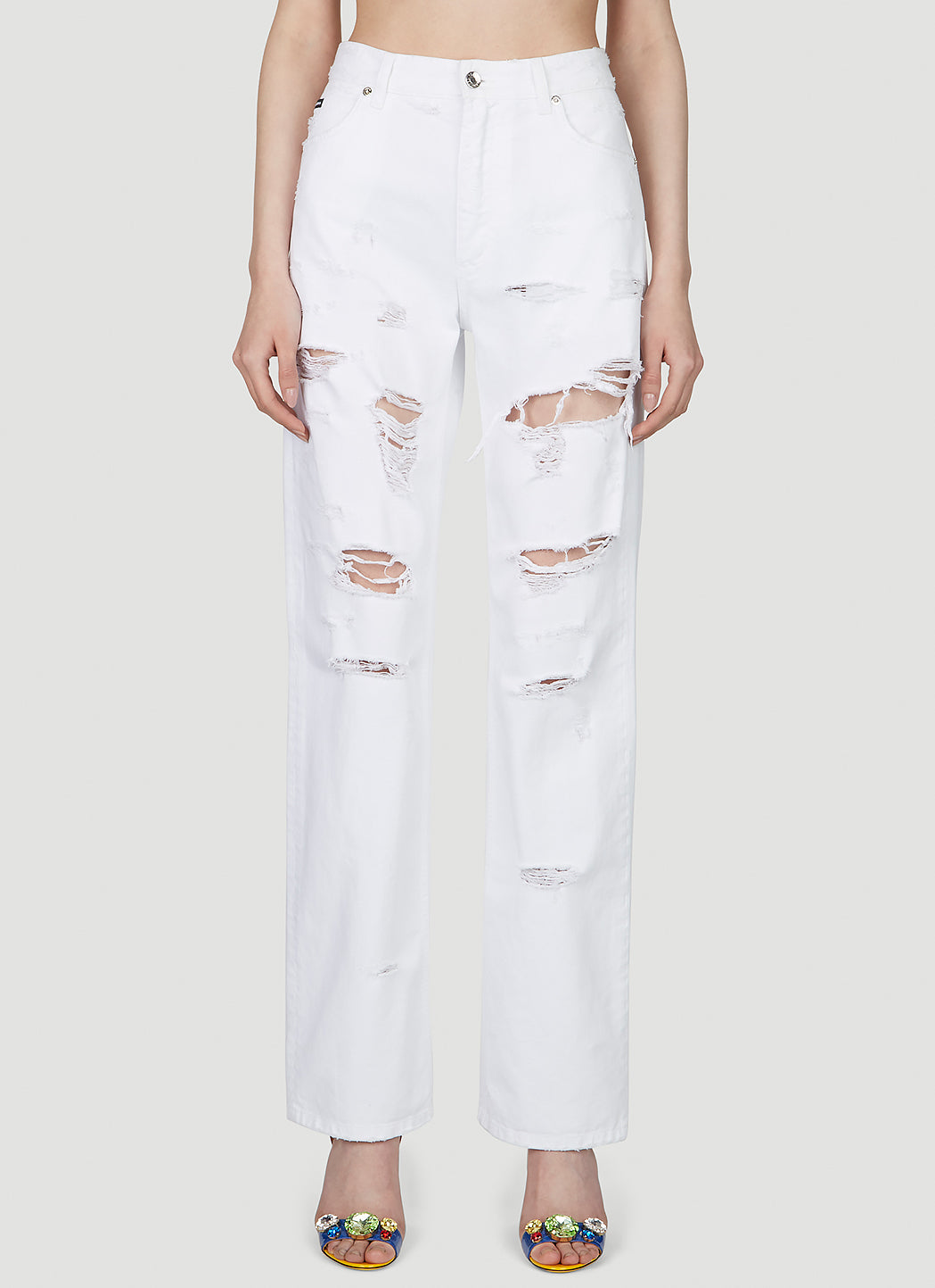 Dolce & Gabbana Women Logo Plaque Distressed Jeans DOLCE & GABBANA