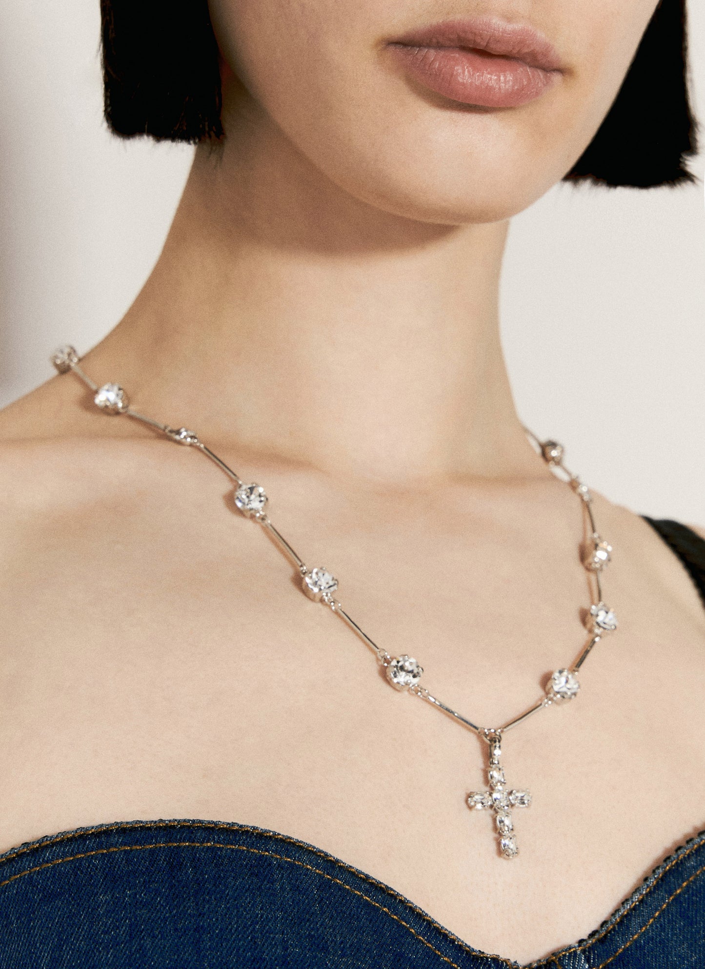 Dolce & Gabbana Women Roseary-Style Necklace With Rhinestone Crosses DOLCE & GABBANA