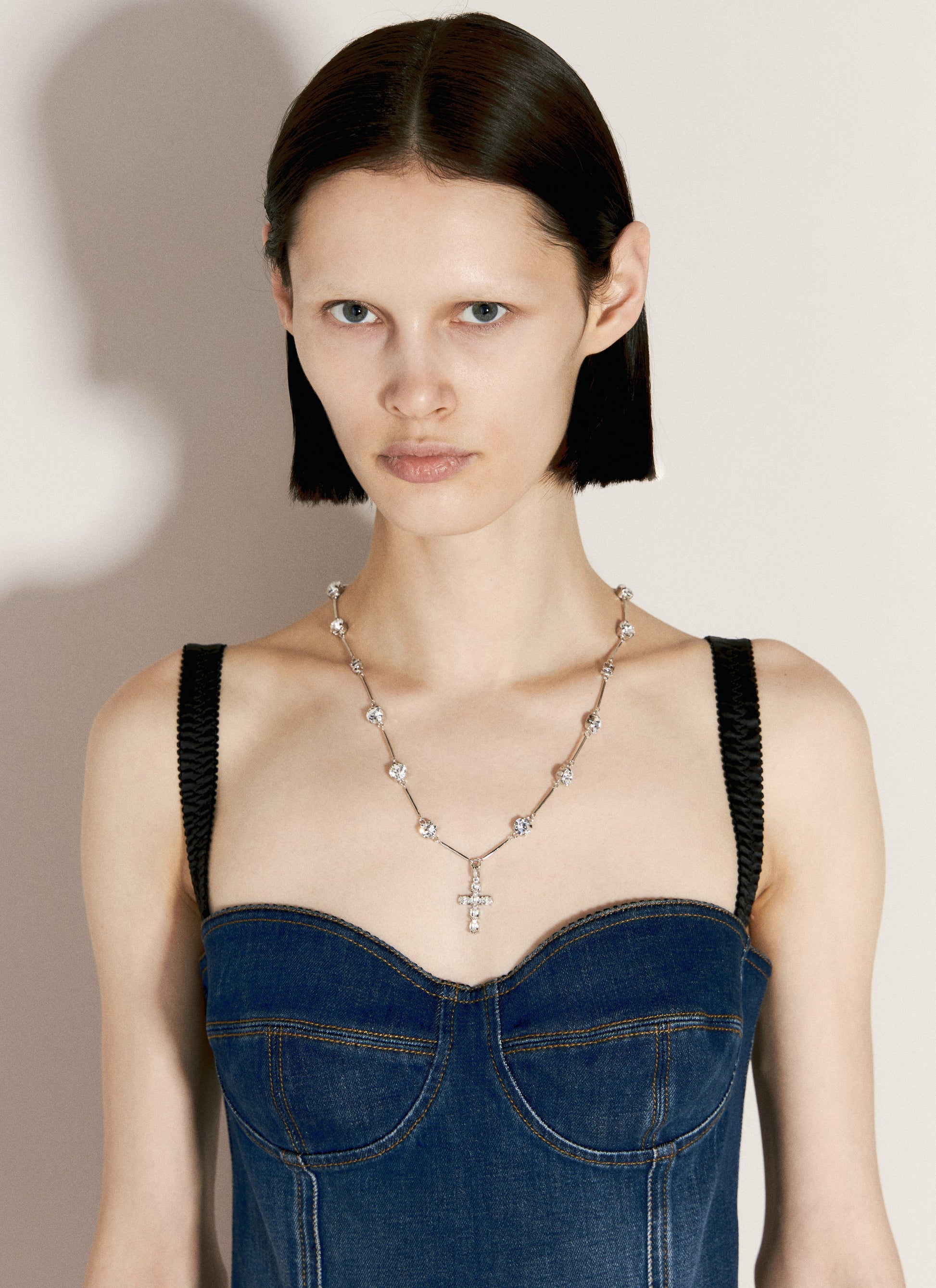 Dolce & Gabbana Women Roseary-Style Necklace With Rhinestone Crosses DOLCE & GABBANA