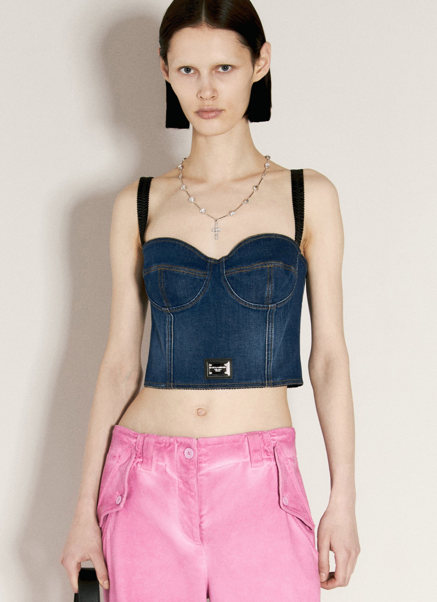 Dolce & Gabbana Women Roseary-Style Necklace With Rhinestone Crosses DOLCE & GABBANA