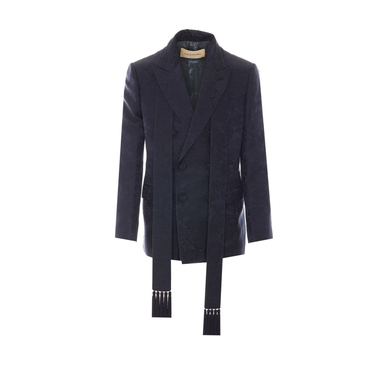 Valentino Garavani Men Double Breasted Jacket With Fringed Scarf VALENTINO GARAVANI