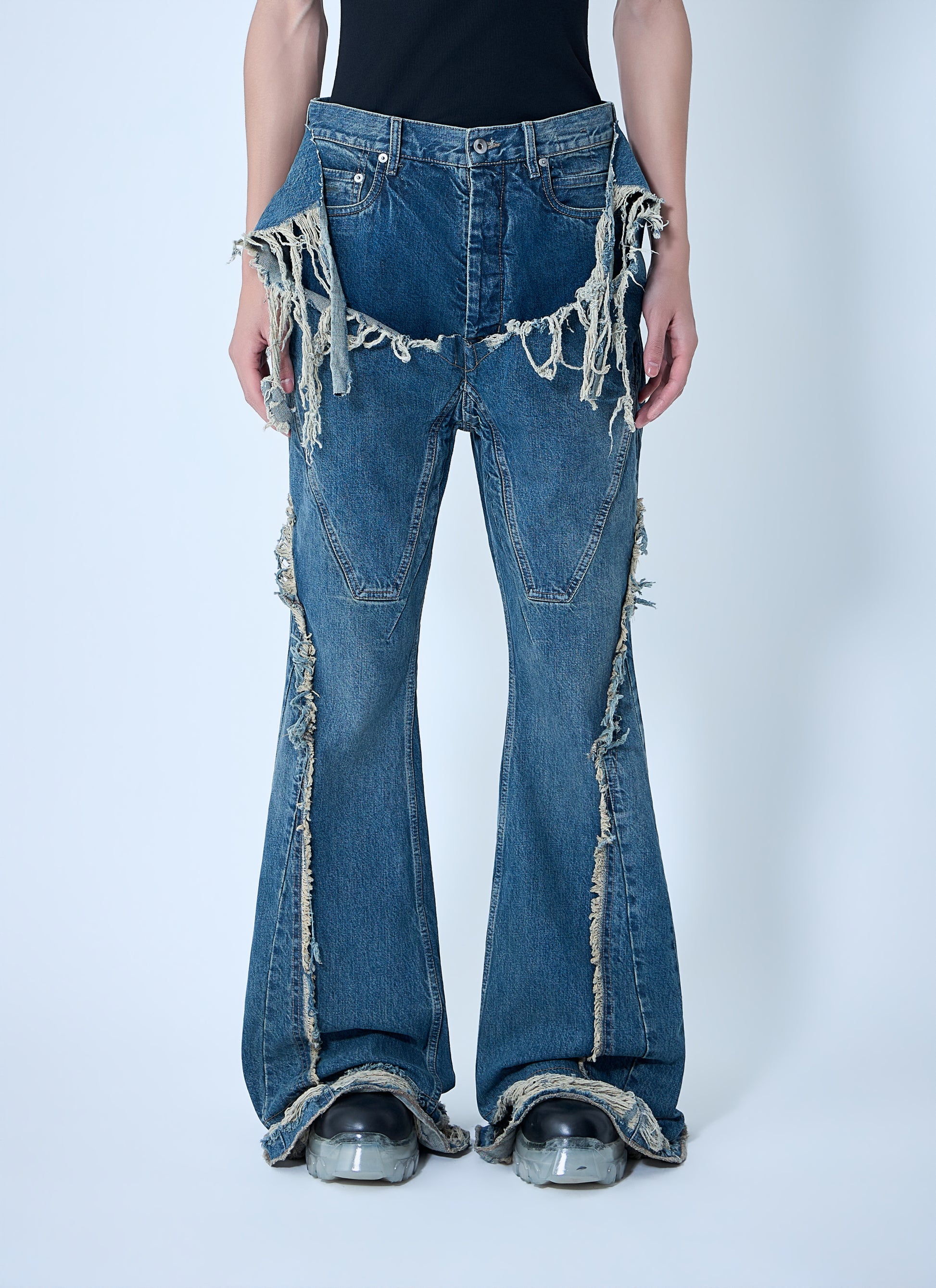 Rick Owens Drkshdw Men Slivered Bootcut Jeans RICK OWENS