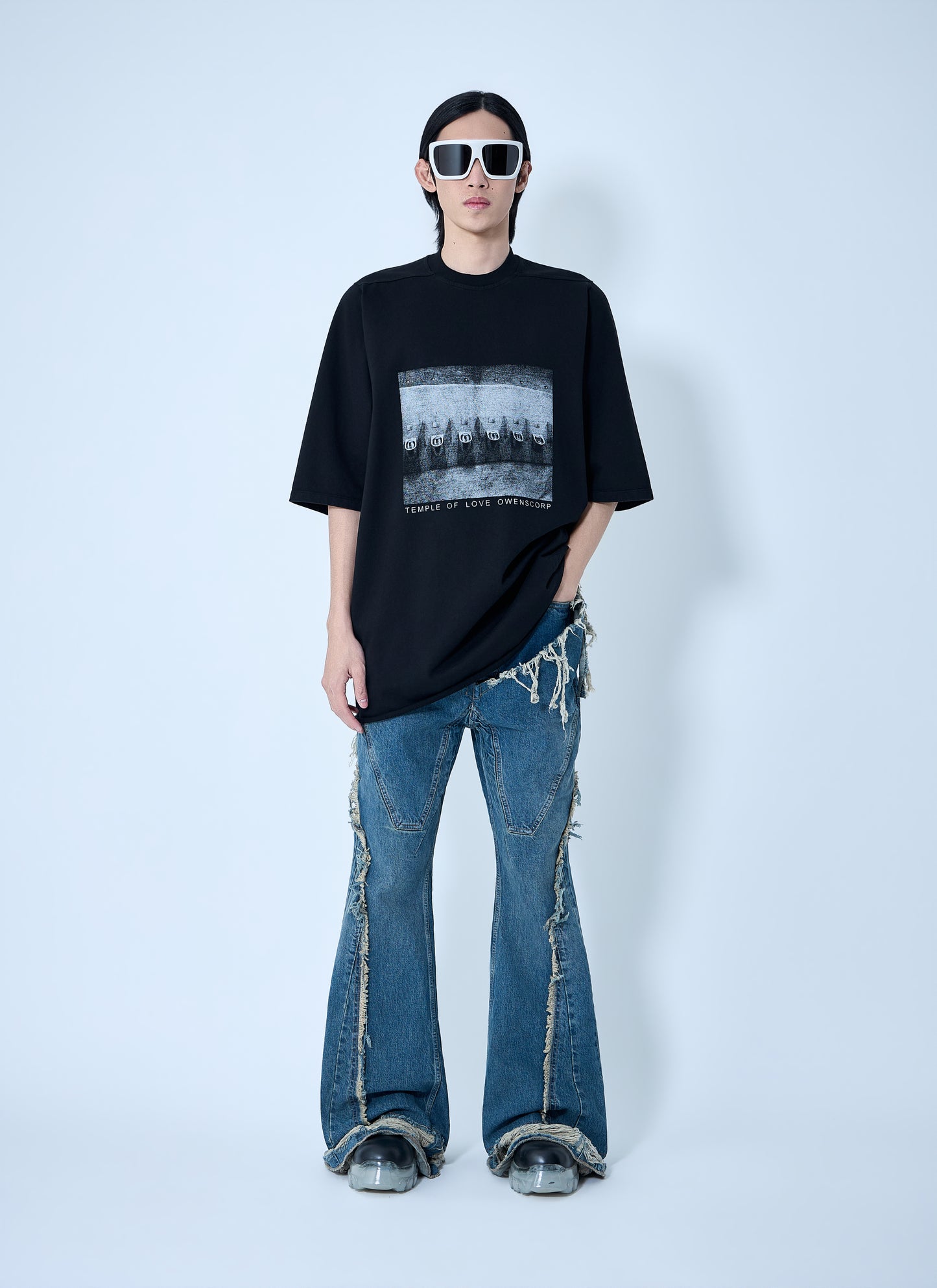Rick Owens Drkshdw Men Slivered Bootcut Jeans RICK OWENS