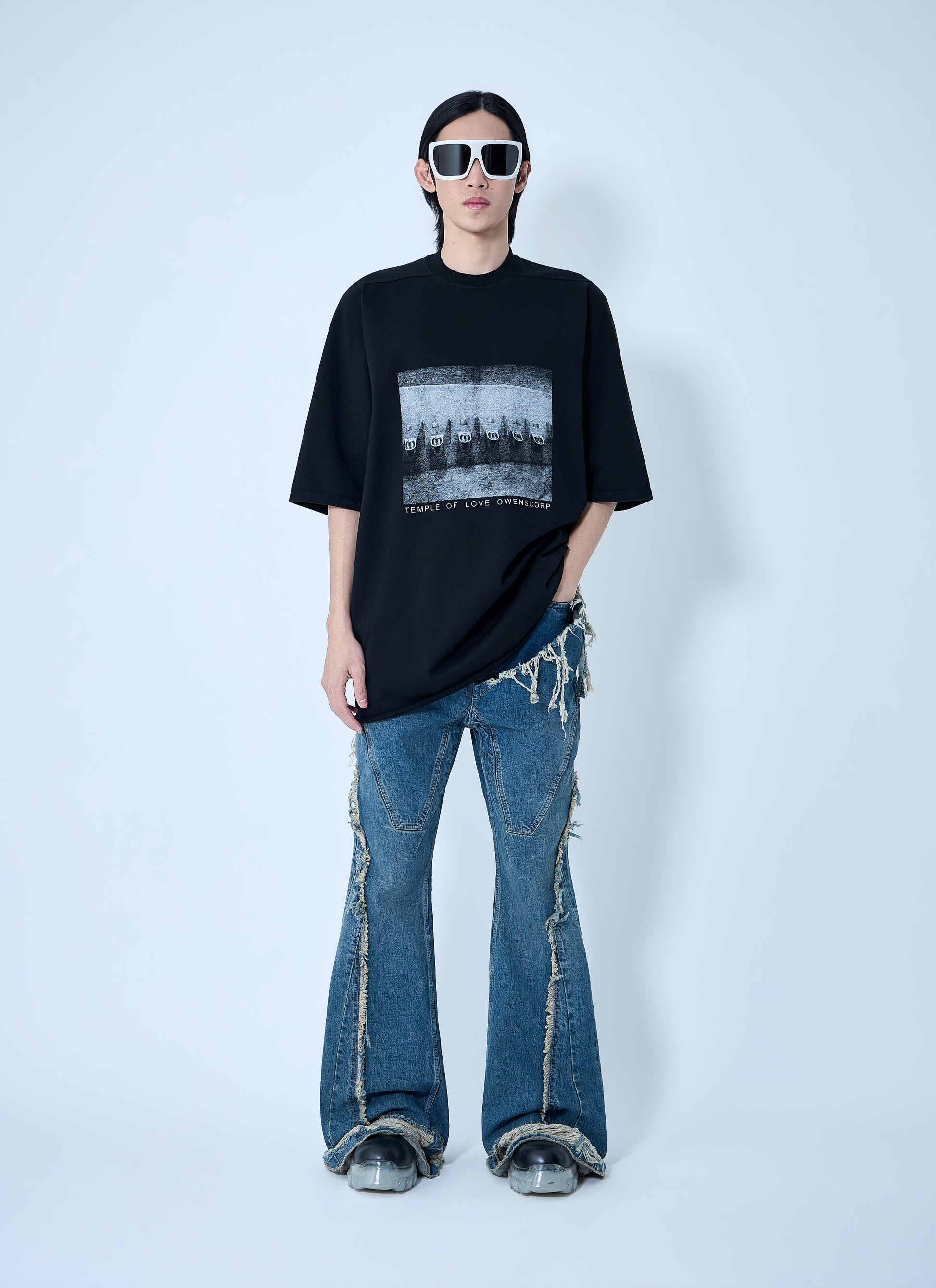 Rick Owens Drkshdw Men Slivered Bootcut Jeans RICK OWENS