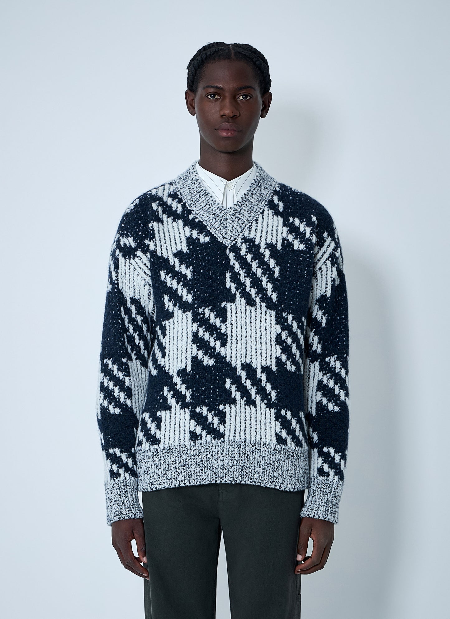 Dries Van Noten Men Check Wool-Blend Sweater DRIES VAN NOTEN