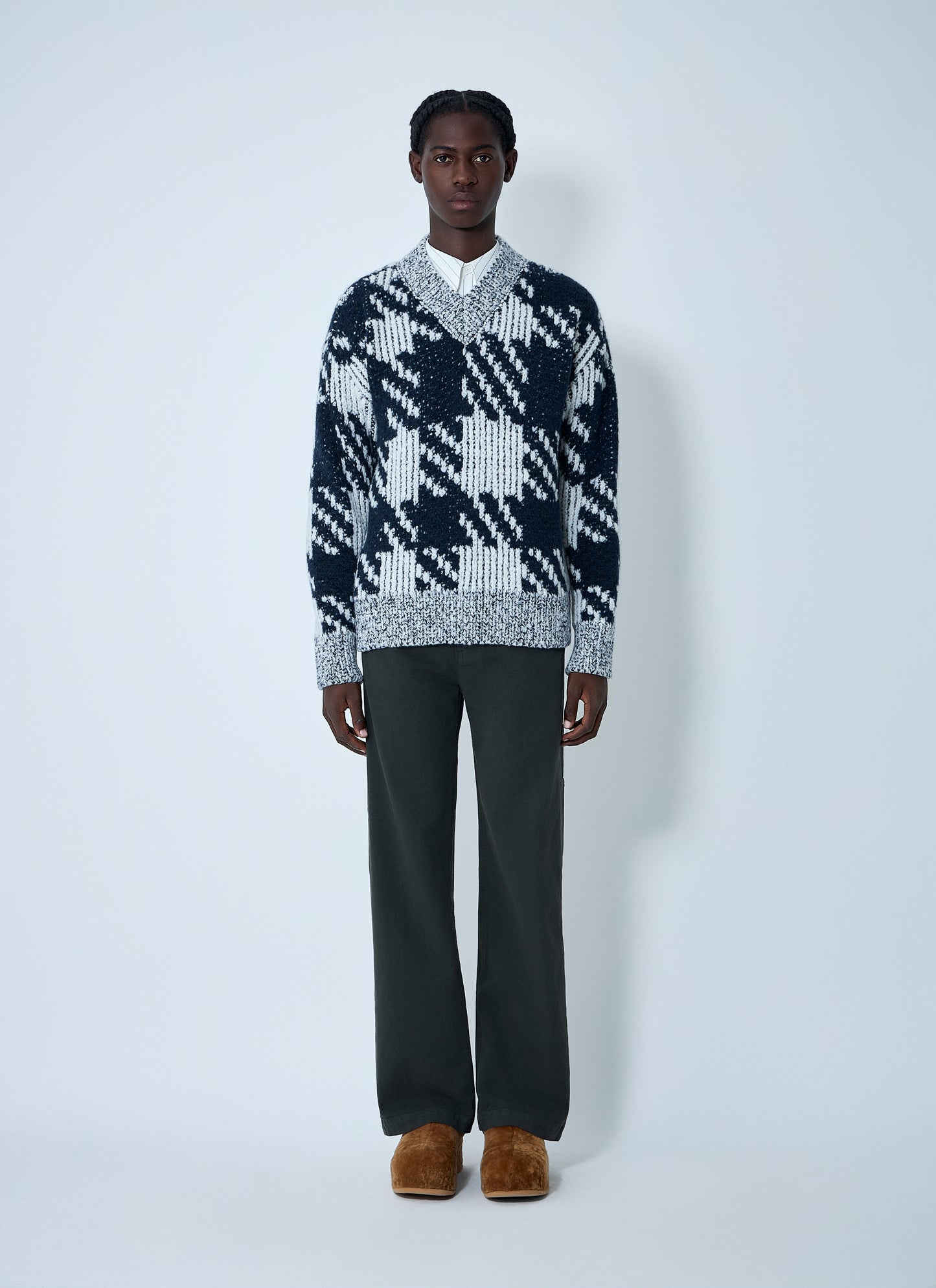 Dries Van Noten Men Check Wool-Blend Sweater DRIES VAN NOTEN