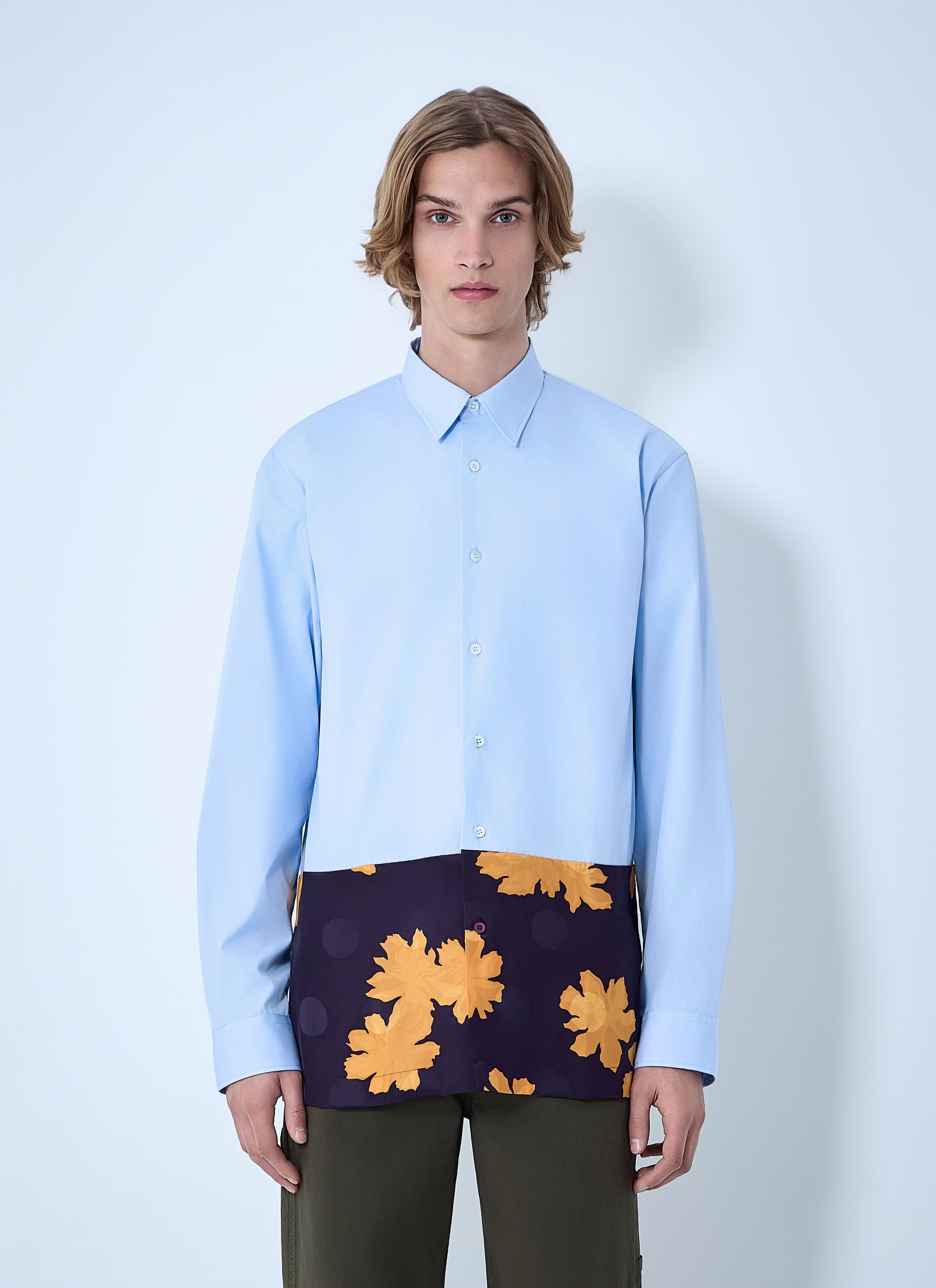 Dries Van Noten Men Contrast Cotton Shirt DRIES VAN NOTEN