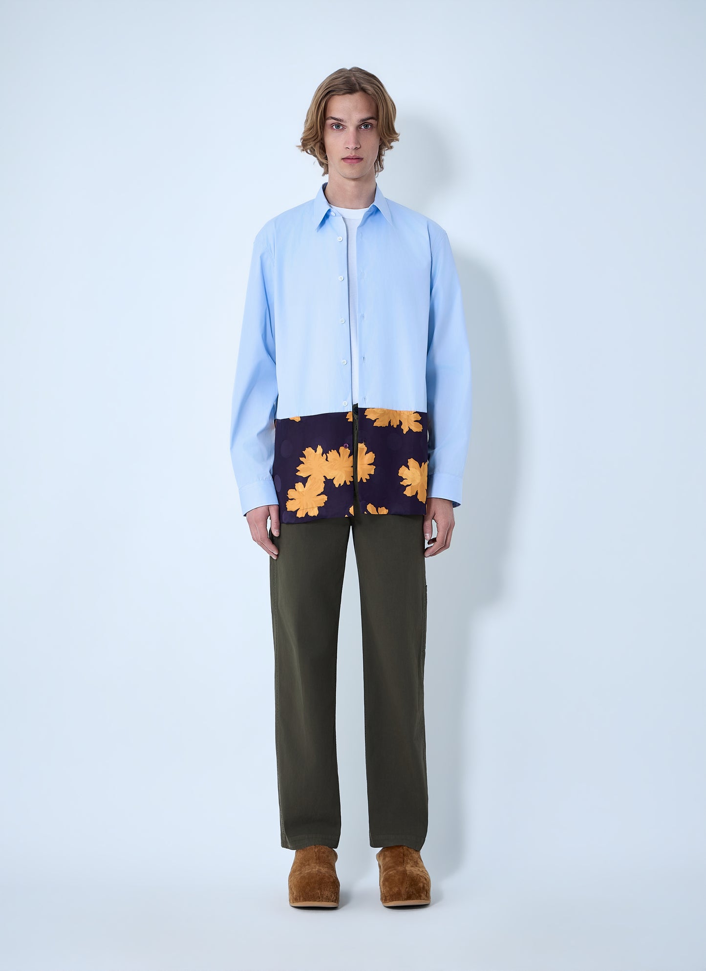 Dries Van Noten Men Contrast Cotton Shirt DRIES VAN NOTEN