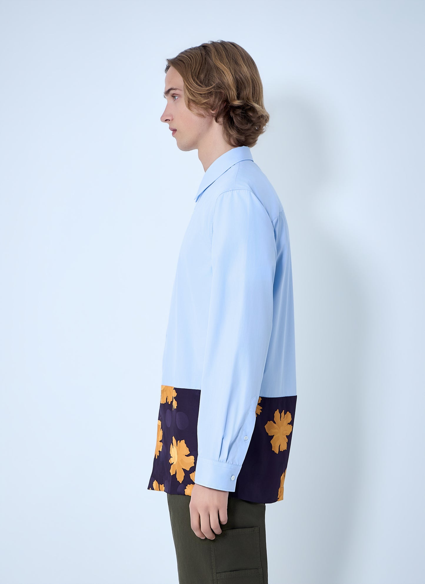 Dries Van Noten Men Contrast Cotton Shirt DRIES VAN NOTEN