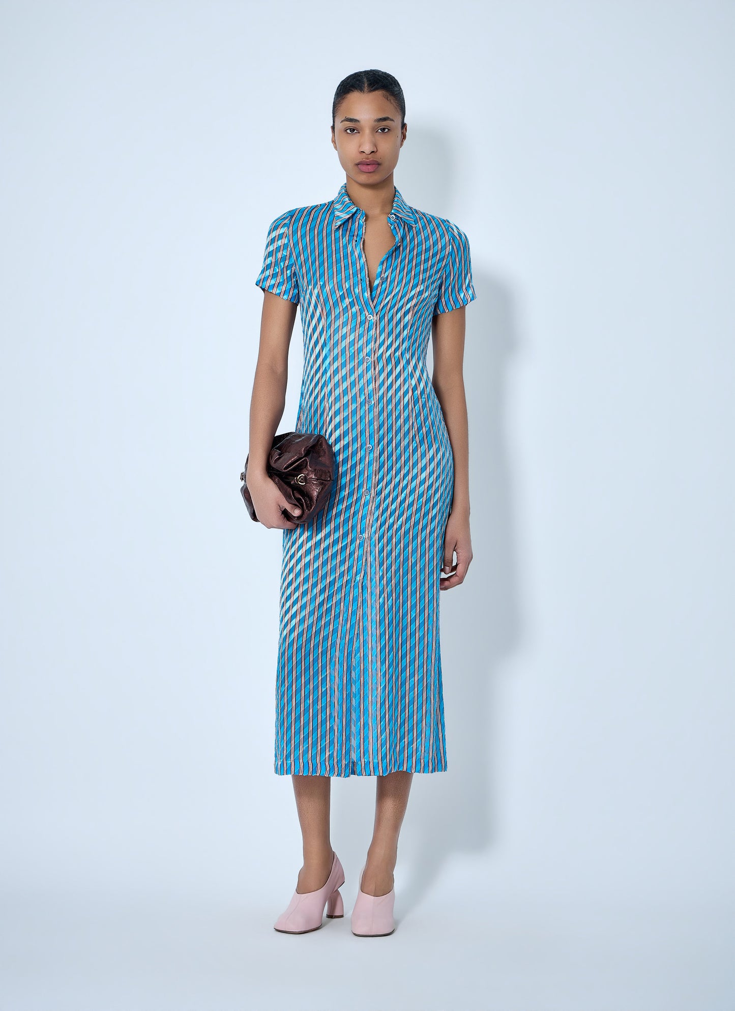 Dries Van Noten Women Striped Midi Shirt Dress DRIES VAN NOTEN