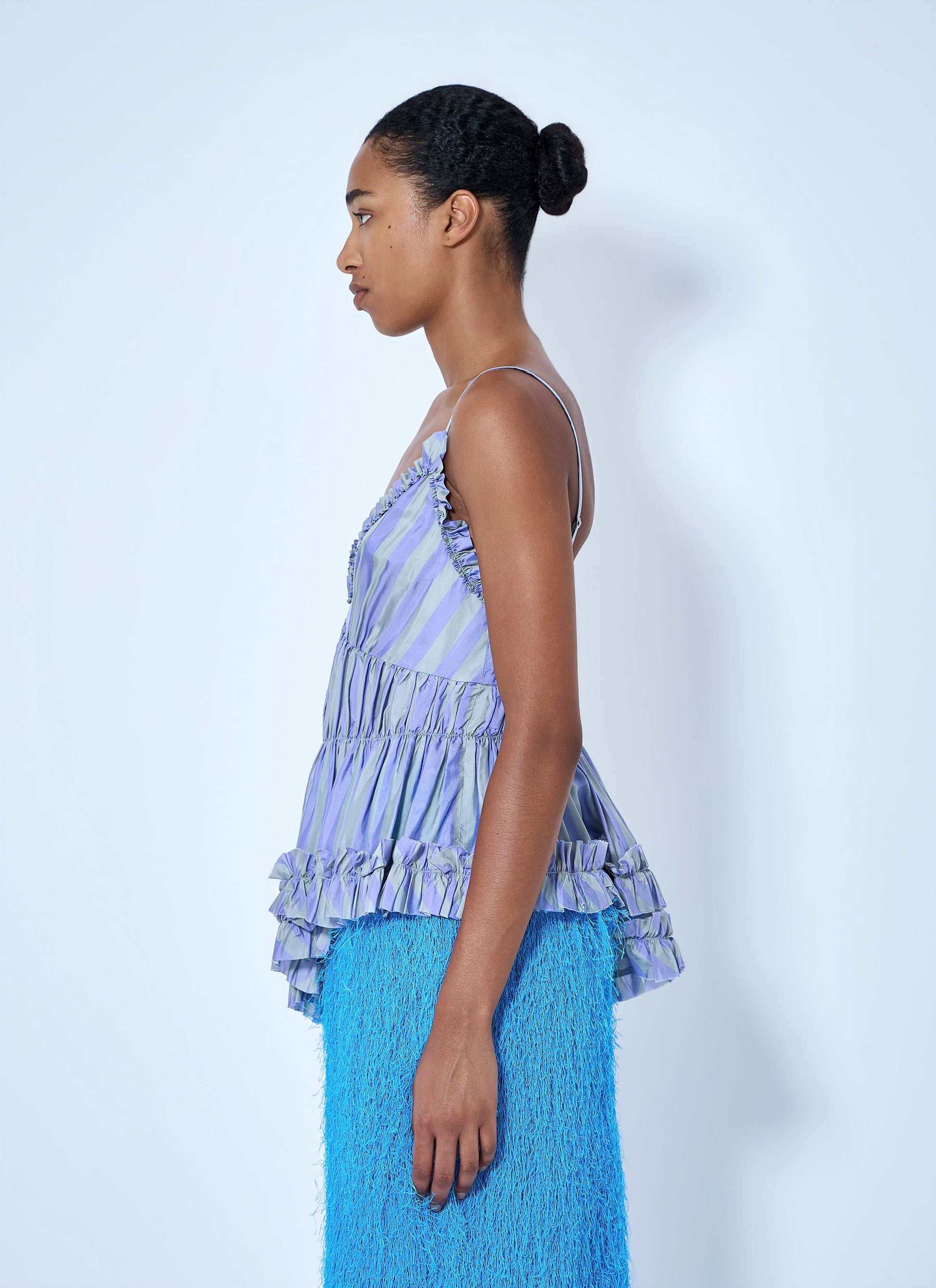 Dries Van Noten Women Cemil Striped Ruffled Satin Camisole DRIES VAN NOTEN