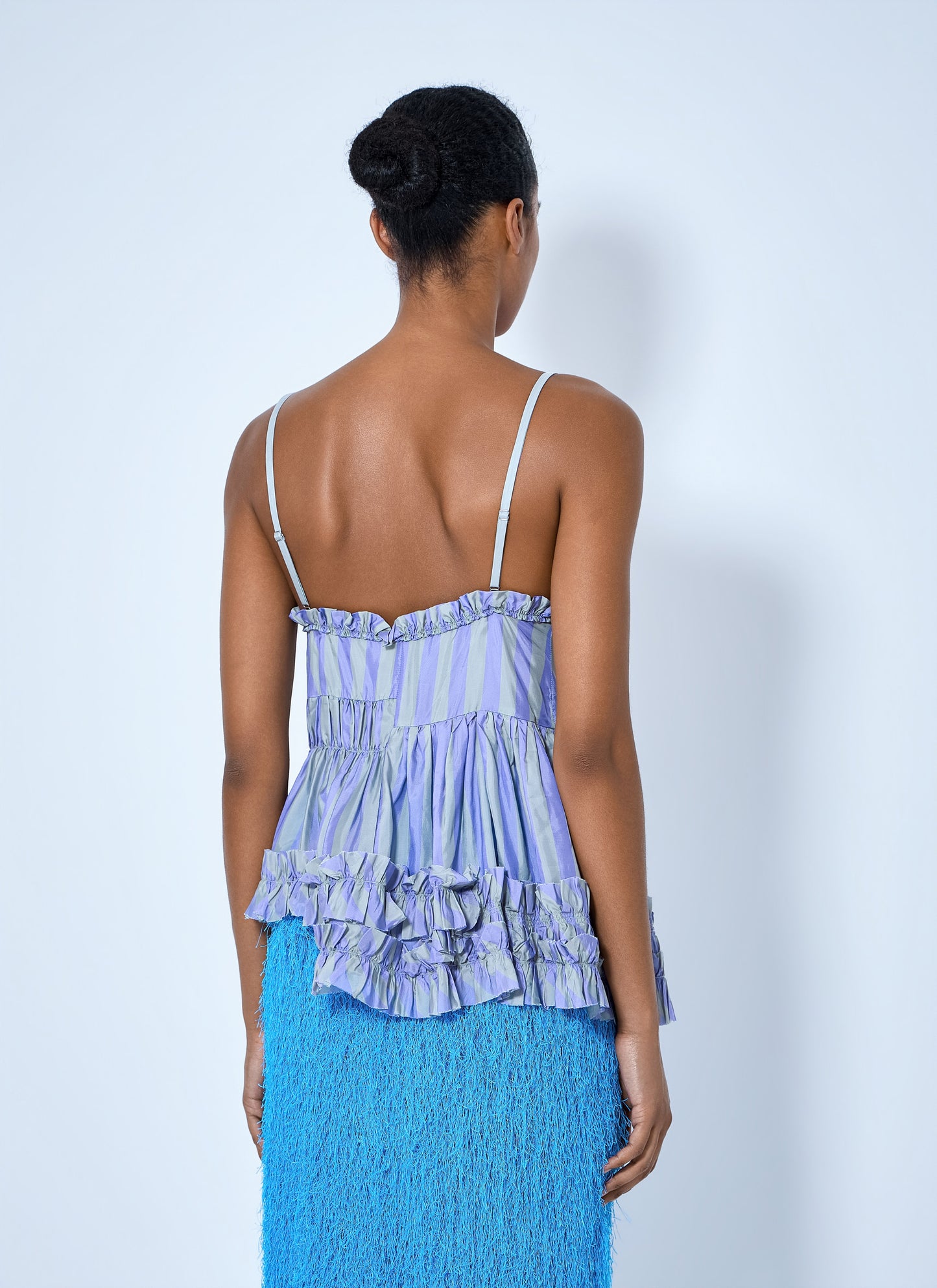 Dries Van Noten Women Cemil Striped Ruffled Satin Camisole DRIES VAN NOTEN