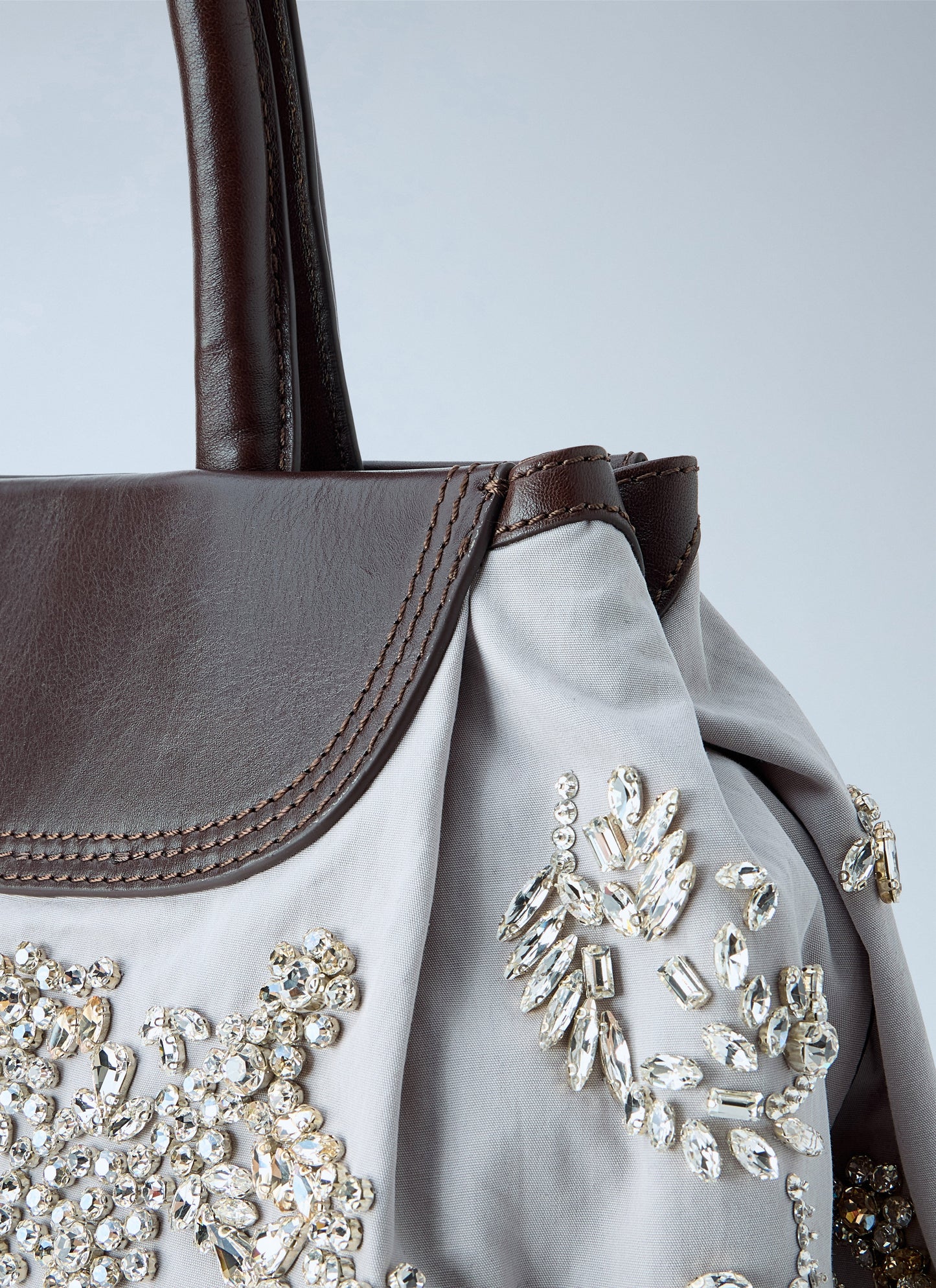 Dries Van Noten Women Embellished Leather-Trim Handbag DRIES VAN NOTEN