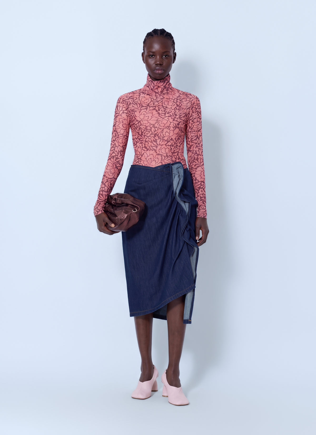 Dries Van Noten Women Sinas Ruffle Denim Midi Skirt DRIES VAN NOTEN