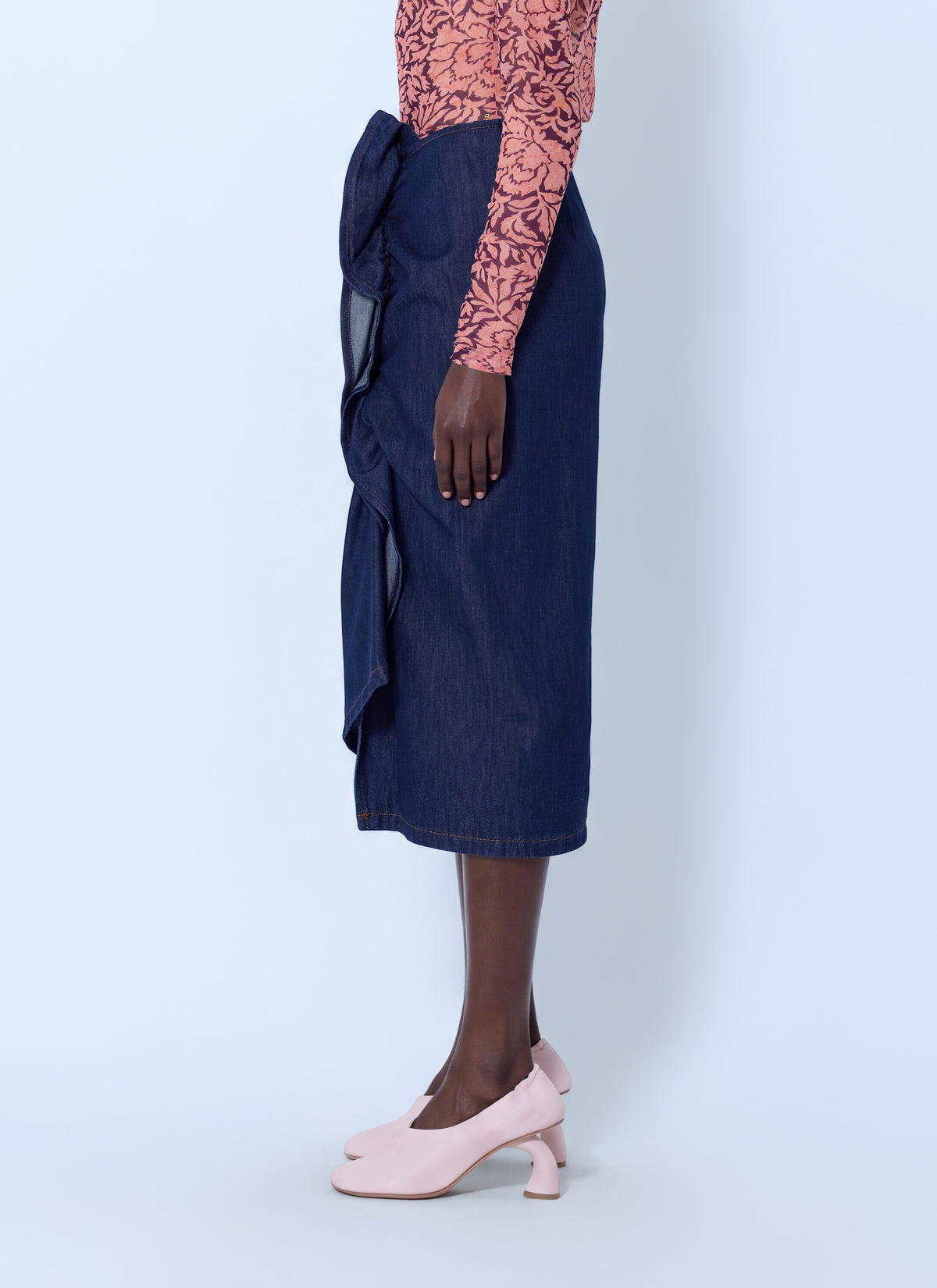 Dries Van Noten Women Sinas Ruffle Denim Midi Skirt DRIES VAN NOTEN