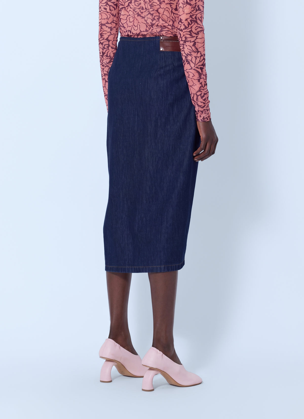 Dries Van Noten Women Sinas Ruffle Denim Midi Skirt DRIES VAN NOTEN