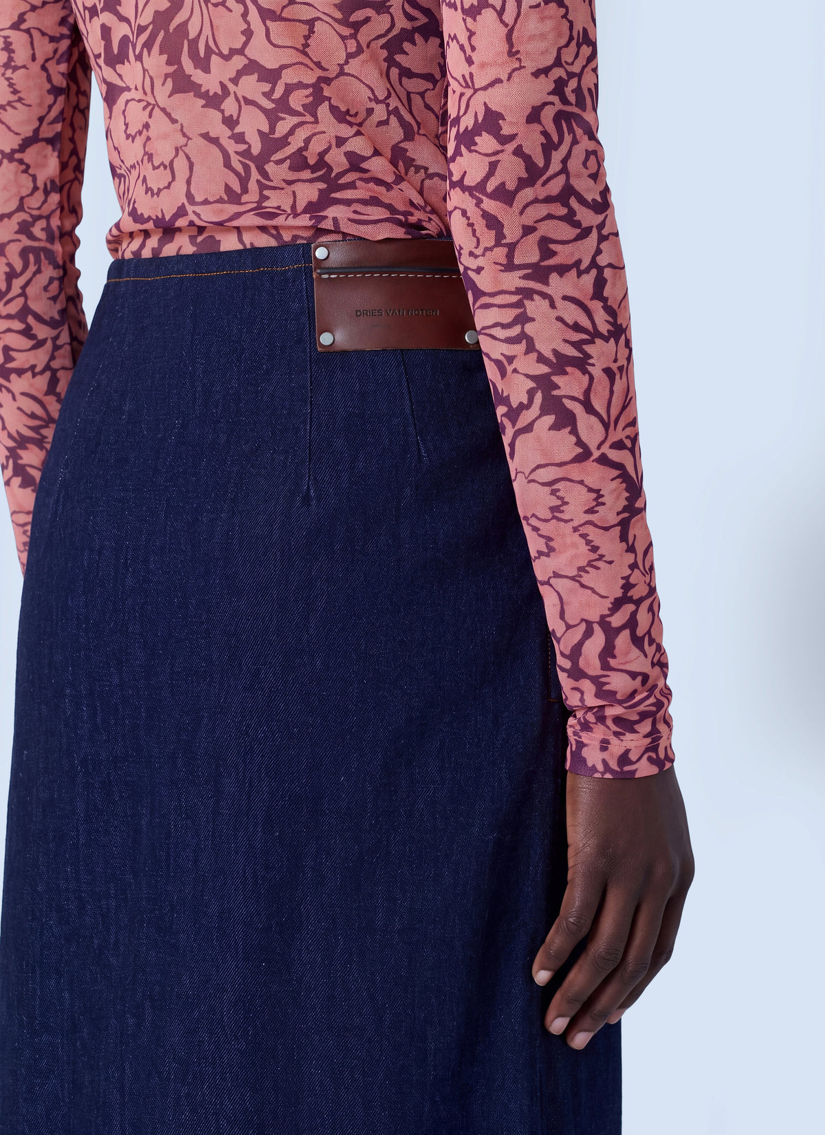 Dries Van Noten Women Sinas Ruffle Denim Midi Skirt DRIES VAN NOTEN